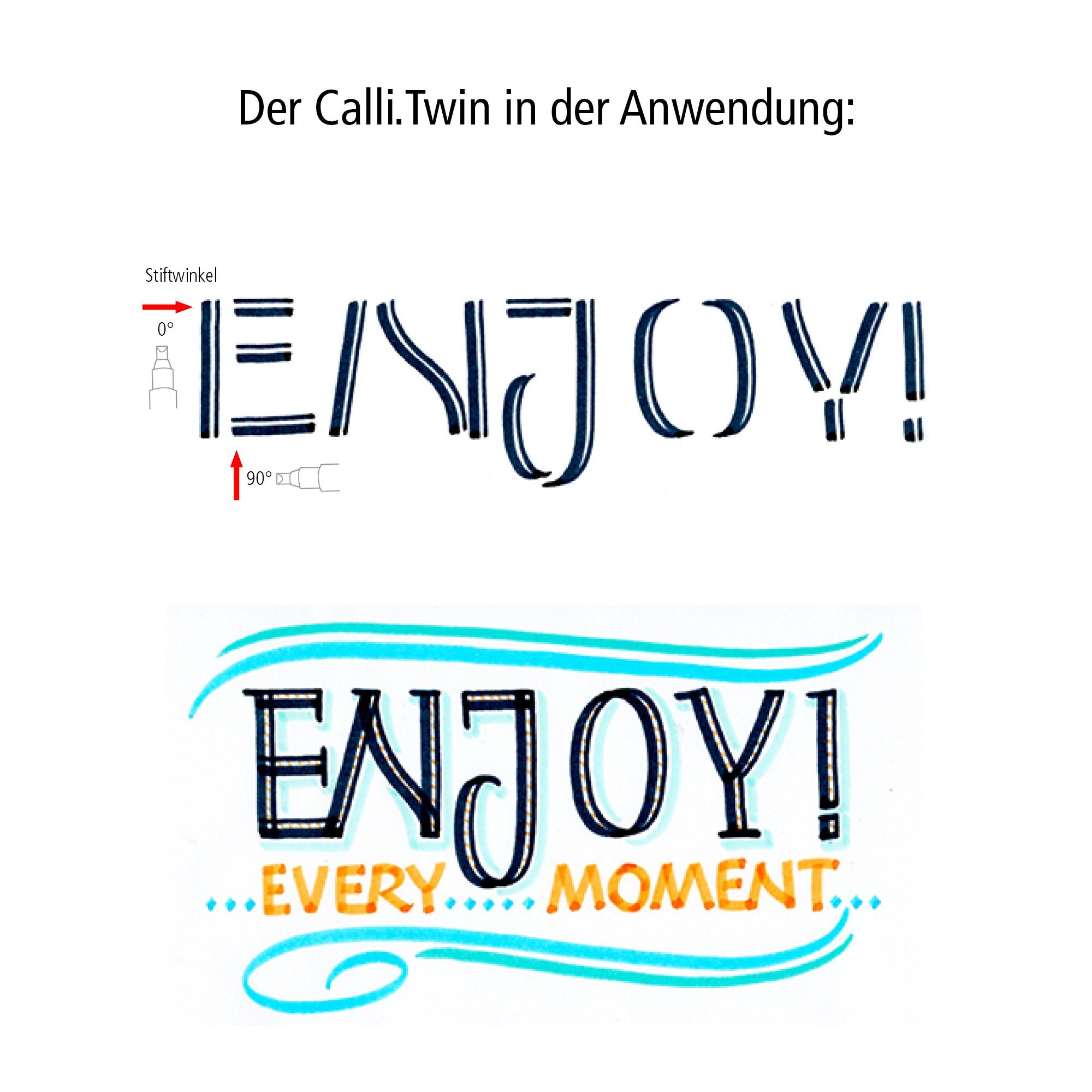 Brush Handlettering bunte 5x Fresh Set, Spitzen Calli.Twin, Pens, Pen Stifte Online verschiedene Fineliner