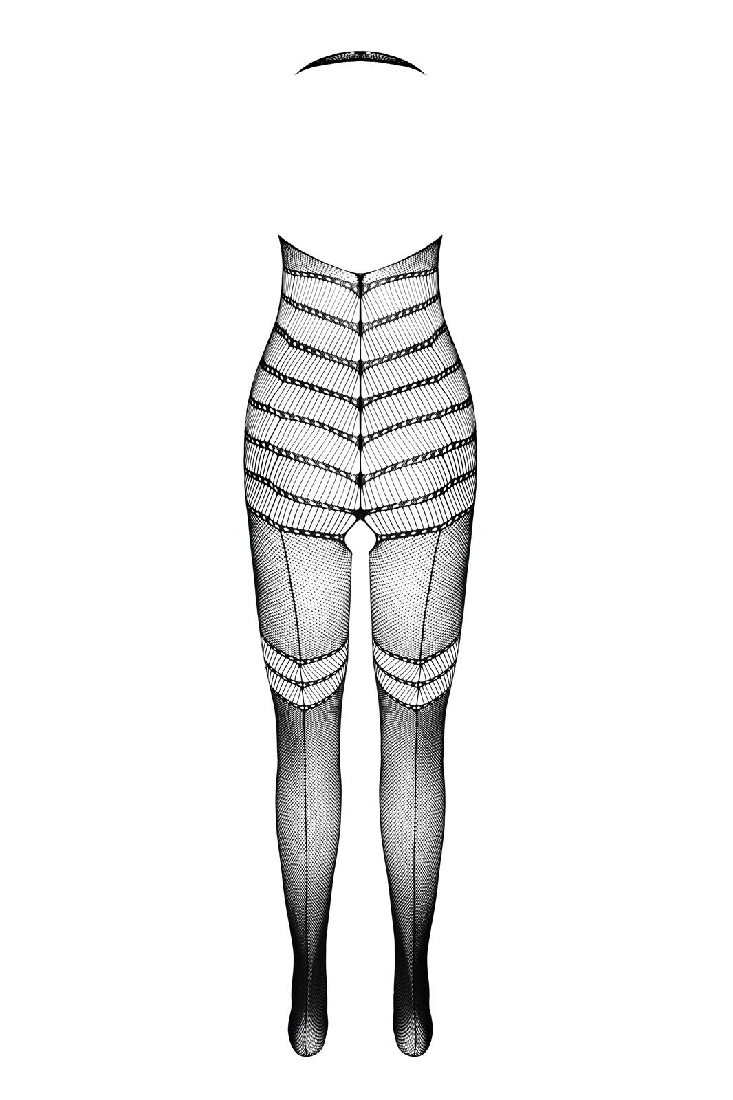 Passion Bodystocking Bodystocking in schwarz Catsuit ouvert aus Netz 20 DEN (1 St)