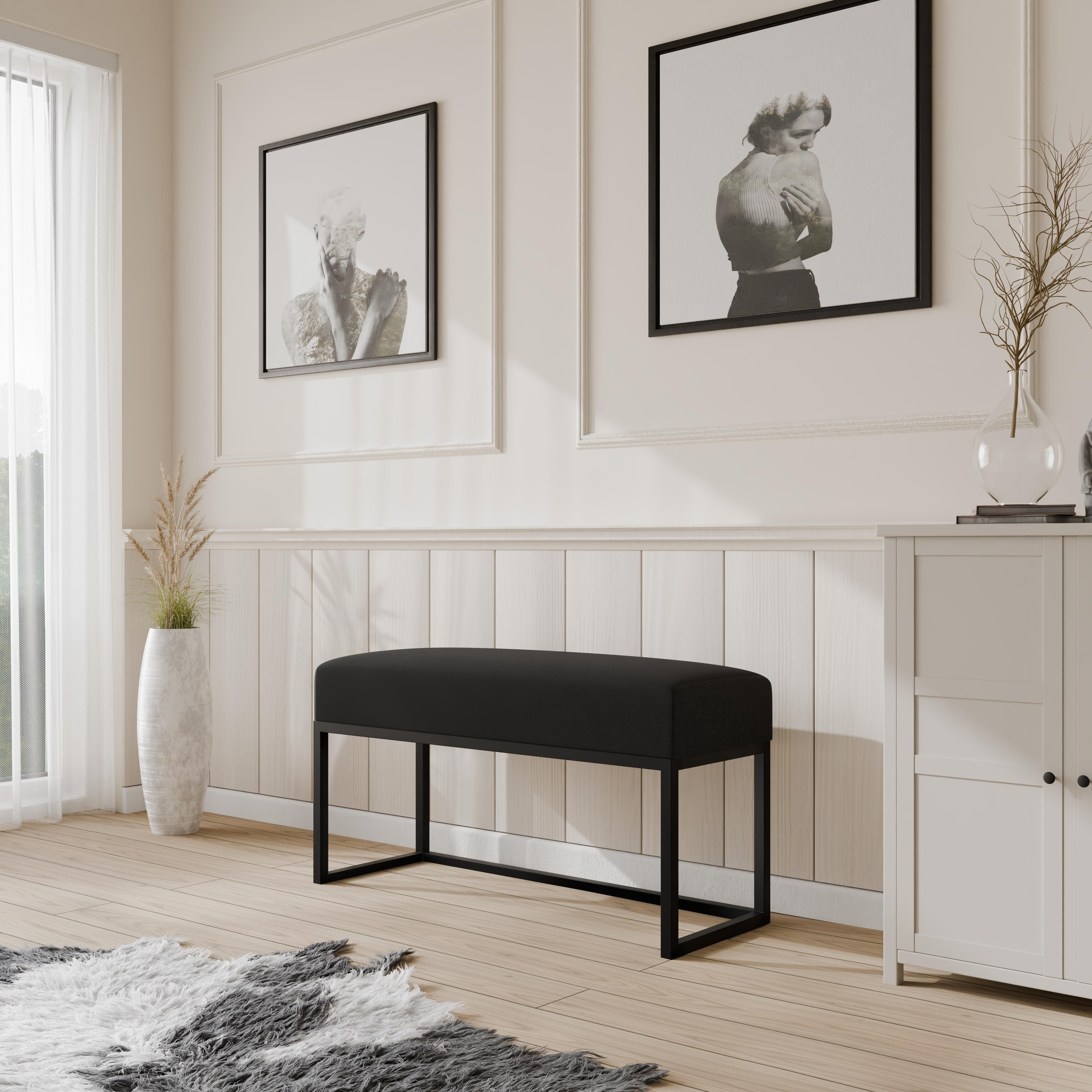 Design Möbel Sitzbank Gepolsterte Sitzbank 80/100 cm mit Metallgestell Modern 1 PT