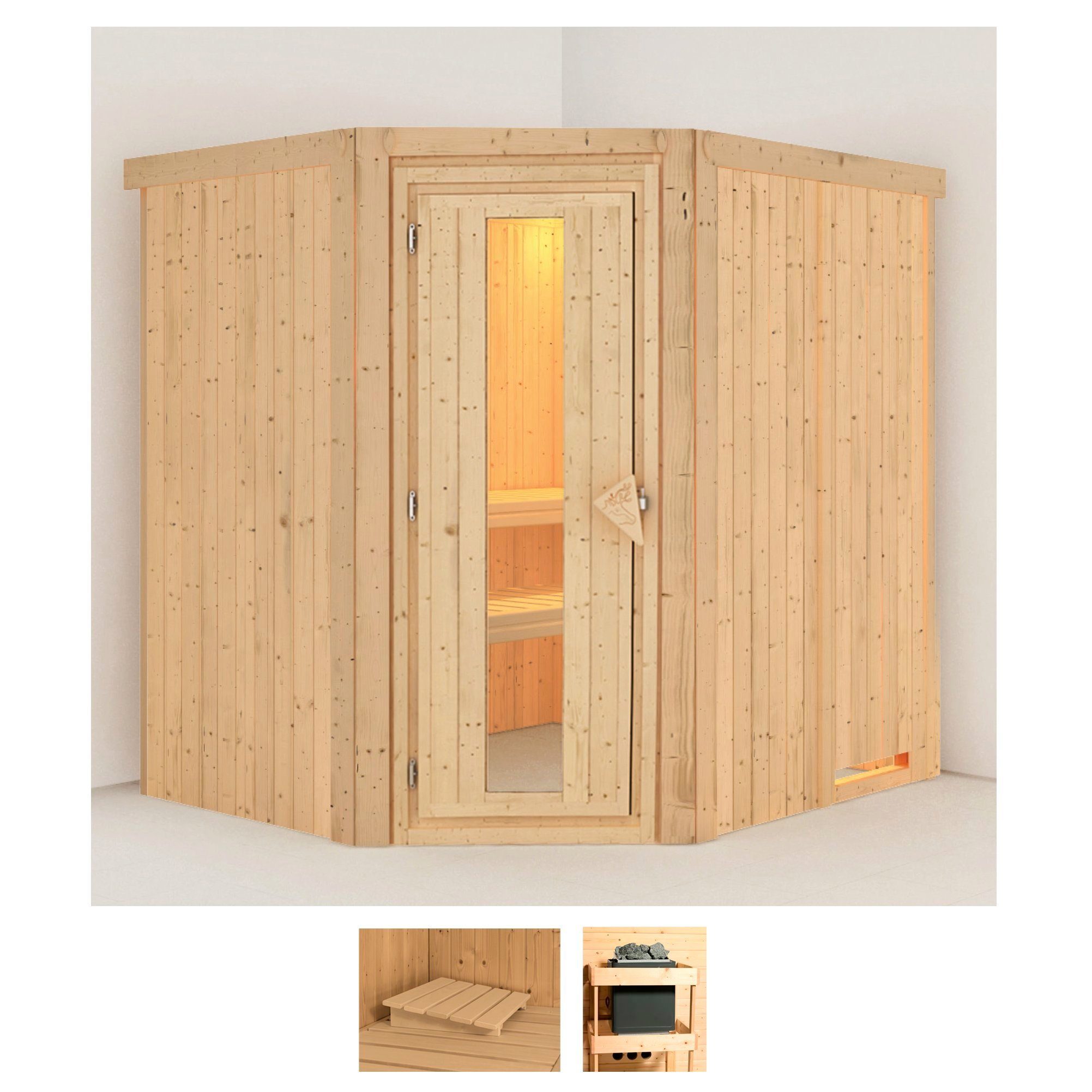 Karibu Sauna Siirin, BxTxH: 196 x 170 x 198 cm, 68 mm, (Set) ohne Ofen