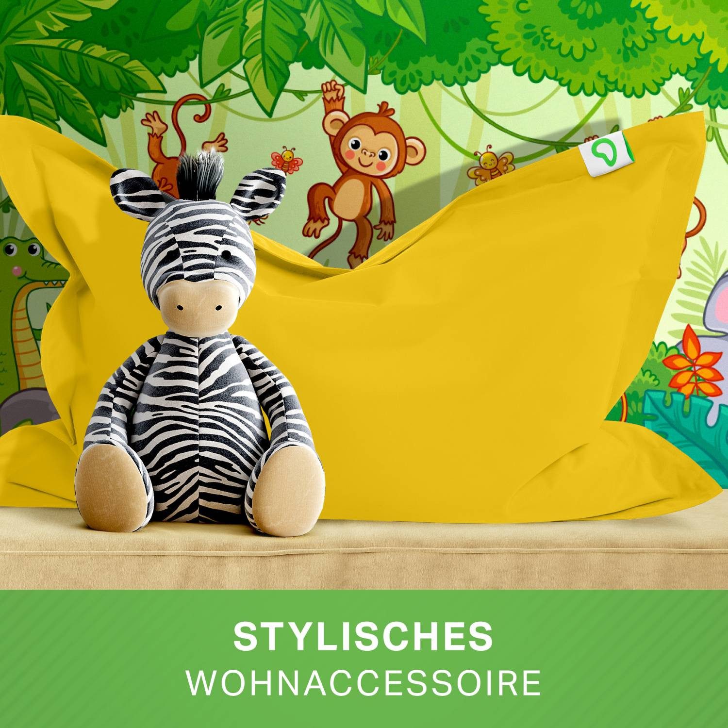 Green Bean Sitzsack Kinder-Sitzsack 70x100cm - 70 Liter (Kinder-Sitzsack 70x100cm & 70 Liter EPS-Perlen Füllung, - Indoor & Outdoor - Bean Bag Sitzkissen Bodenkissen), Sessel Riesensitzsack Liegekissen für Jungen & Mädchen