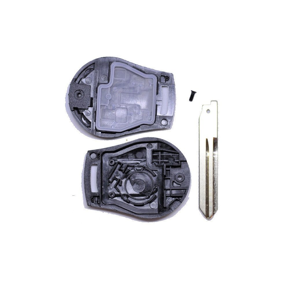 mt-key Auto Schlüssel Austausch Gehäuse 2 Tasten + Rohling + passende CR1620 Knopfzelle, CR1620 (3 V), für NISSAN MICRA K13 JUKE F15 NOTE E12 NV200 Funk Fernbedienung