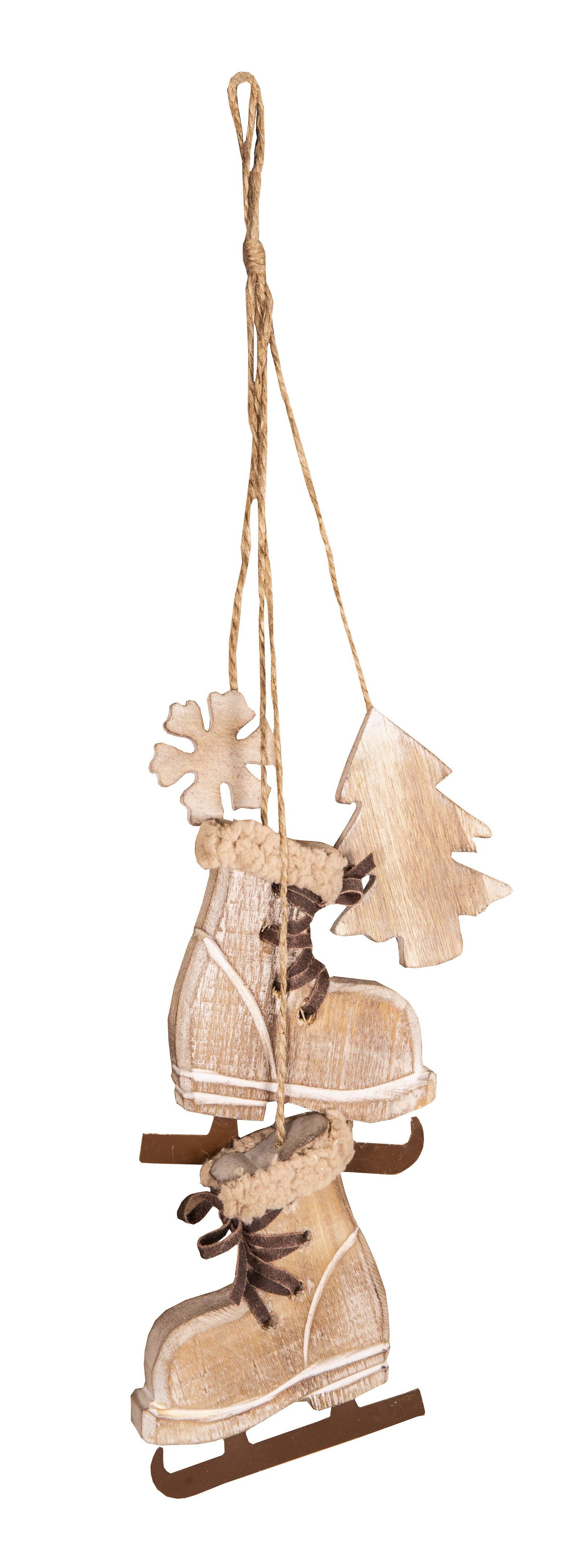 AnticLine Tasse 2er Set Antic Line Eislaufschuhe + Tanne + natürliche Schneeflocke, Holz