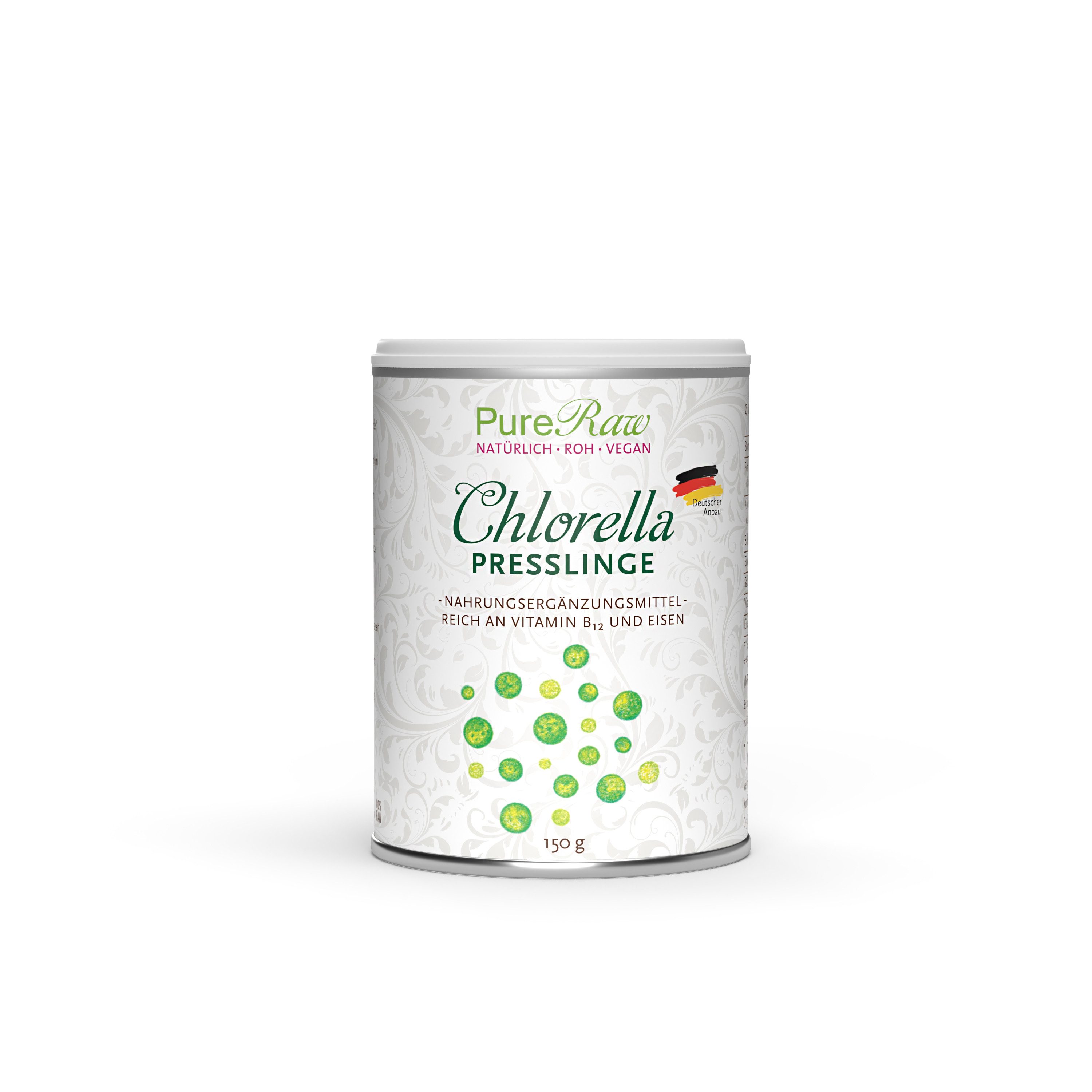 PureRaw Chlorella Vulgaris Tabletten 1 kg – Roh Vegan, Deutschland Tabletten, 150 g