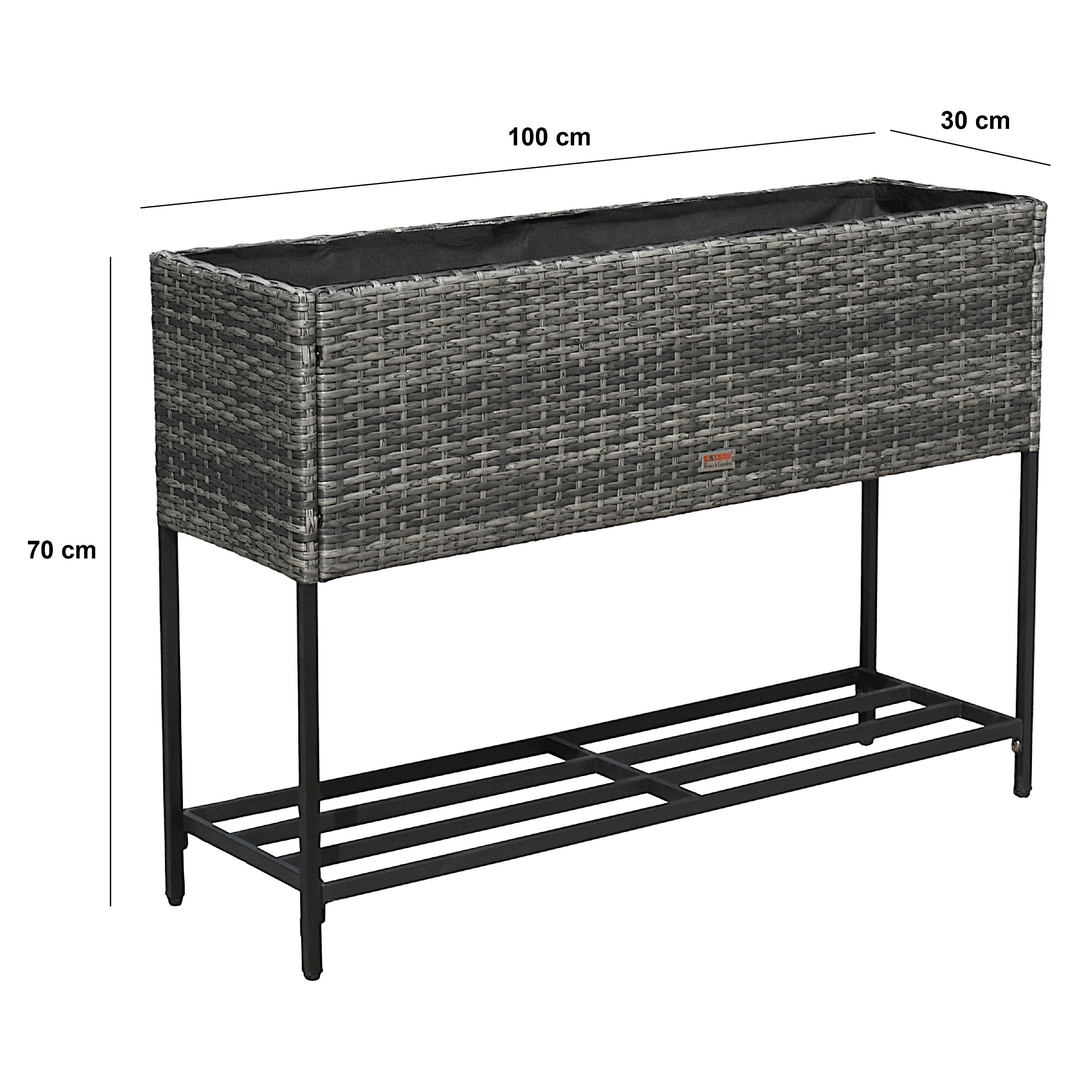 ESTEXO Hochbeet Polyrattan Blumenbeet 100x30x70cm Kräuterbeet Gemüsebeet Anthrazit-G