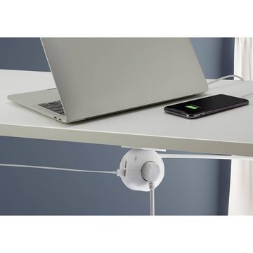 Sygonix 3-fach Steckdosenwürfel mit 2 USB-Anschlüssen Steckdosenleiste, mit Hängelasche, mit Schalter, mit USB