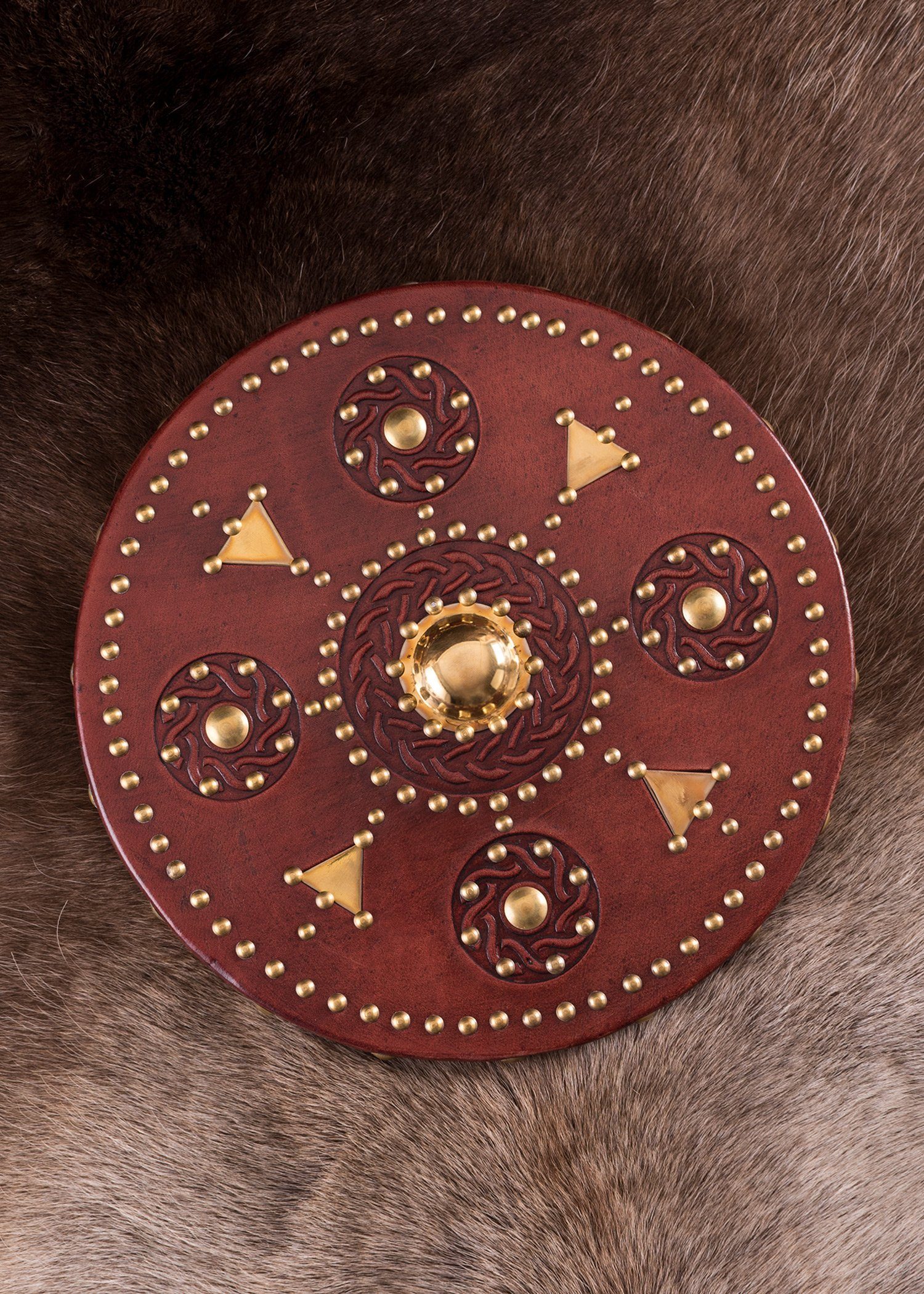 Battle Merchant Ritter-Kostüm Mini-Targe, kleiner Schottischer Rundschild mit Messingbeschlägen