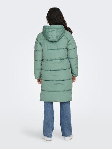 PUFFER ONLY LONG blue ONLAMANDA Steppmantel surf mit Kapuze COAT