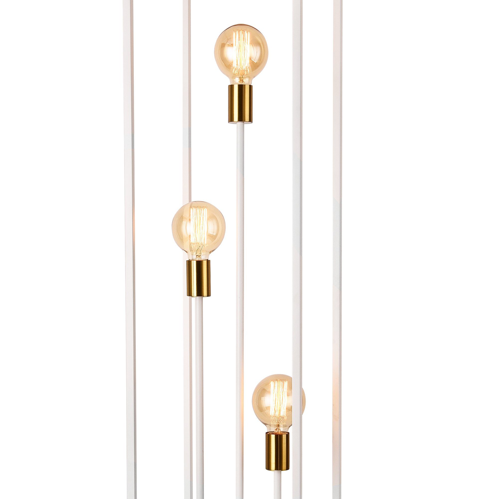 Groningen Leuchtmittel, 140 lux.pro Metall Weiß Messingfarben / Standleuchte Stehlampe, cm 3xE27 ohne