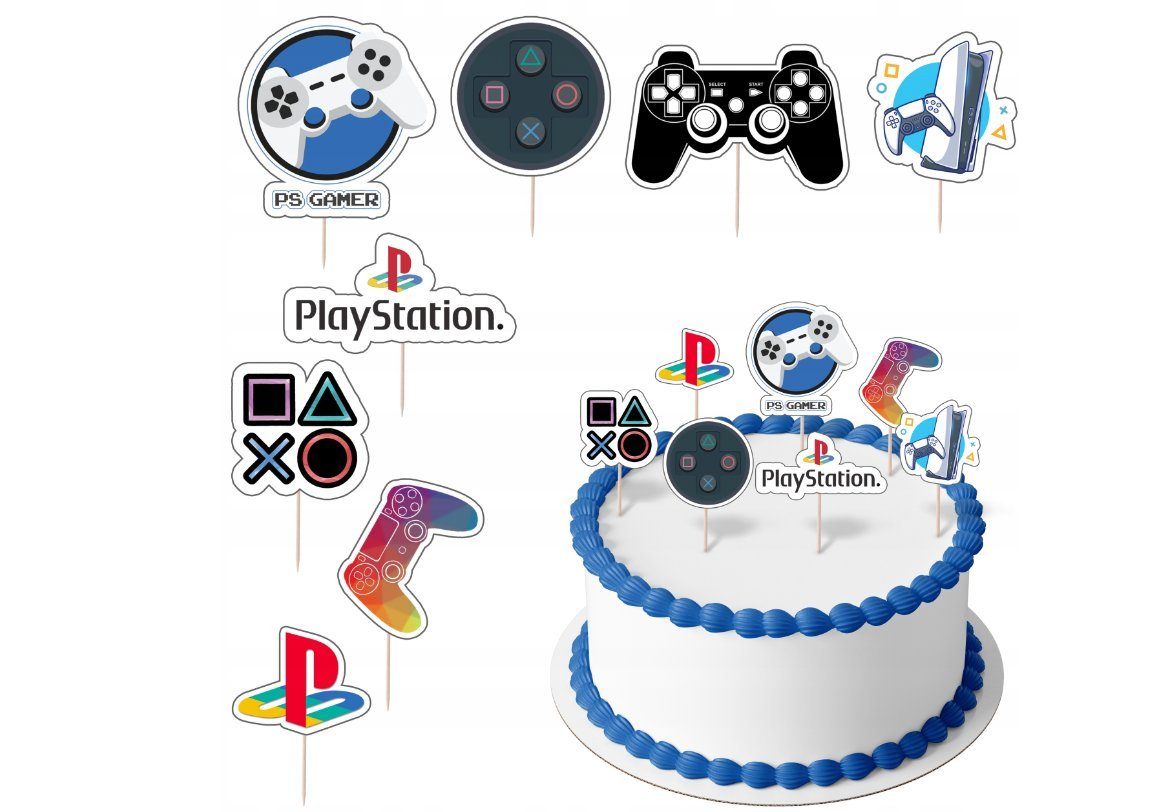 Tortenstecker PLAYSTATION Topper Set 8 Stk Geburstag Torten Deko Kuchen Junge