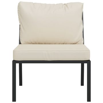vidaXL Loungesofa Gartenstühle mit Sandfarbigen Kissen 2 Stk. 60x74x79 cm Stahl, 2 Teile