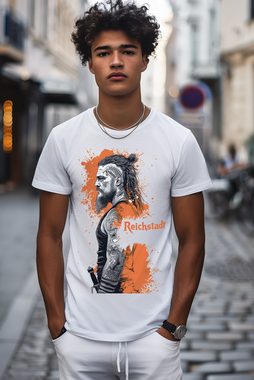 Reichstadt Print-Shirt Modernes Kurzarm T-Shirt 24RS046 im Wikinger Motiv