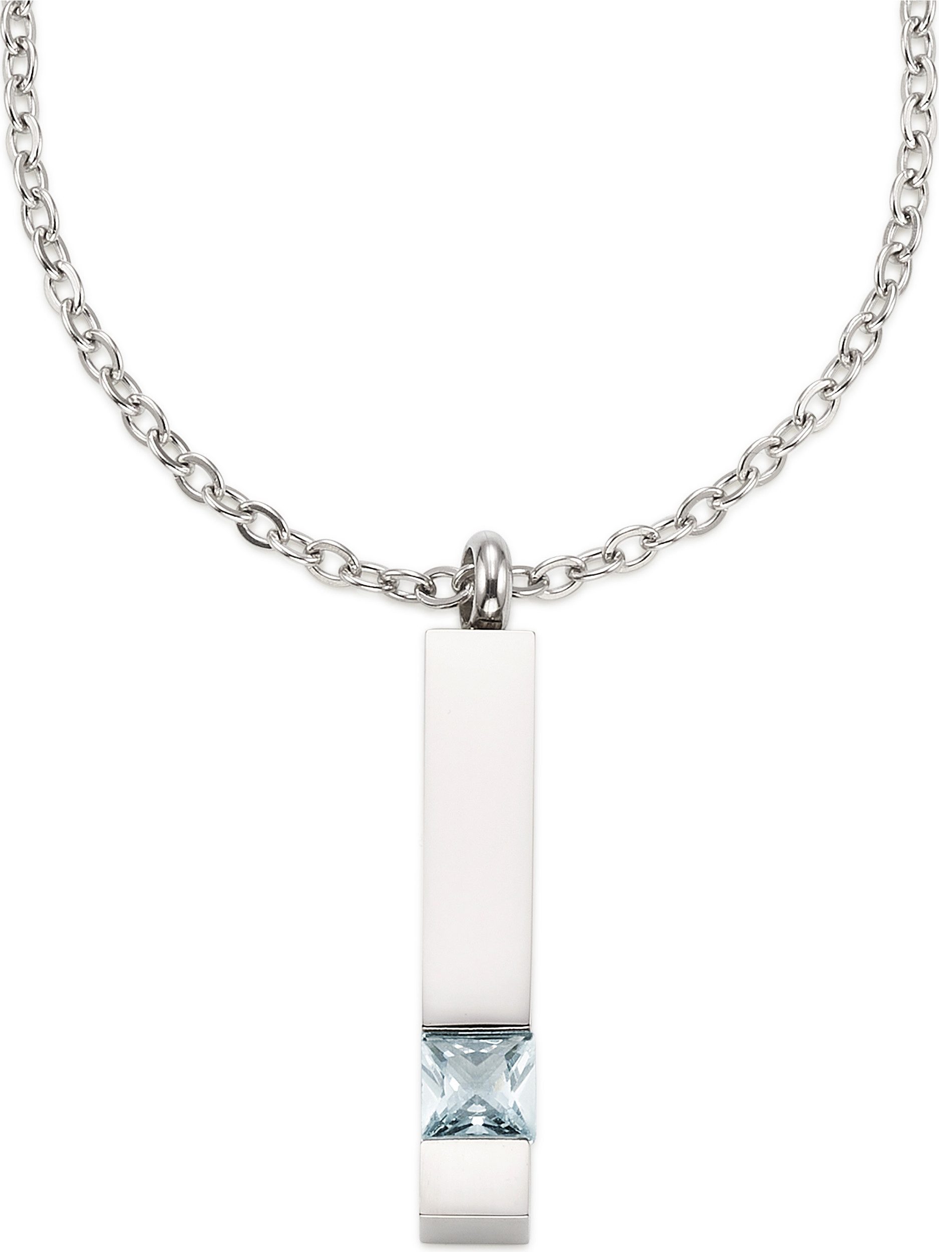 Bruno Banani Kette mit Anhänger Edelstahlkette mit Stabanhänger und Zirkonia, mit Zirkonia (synth)