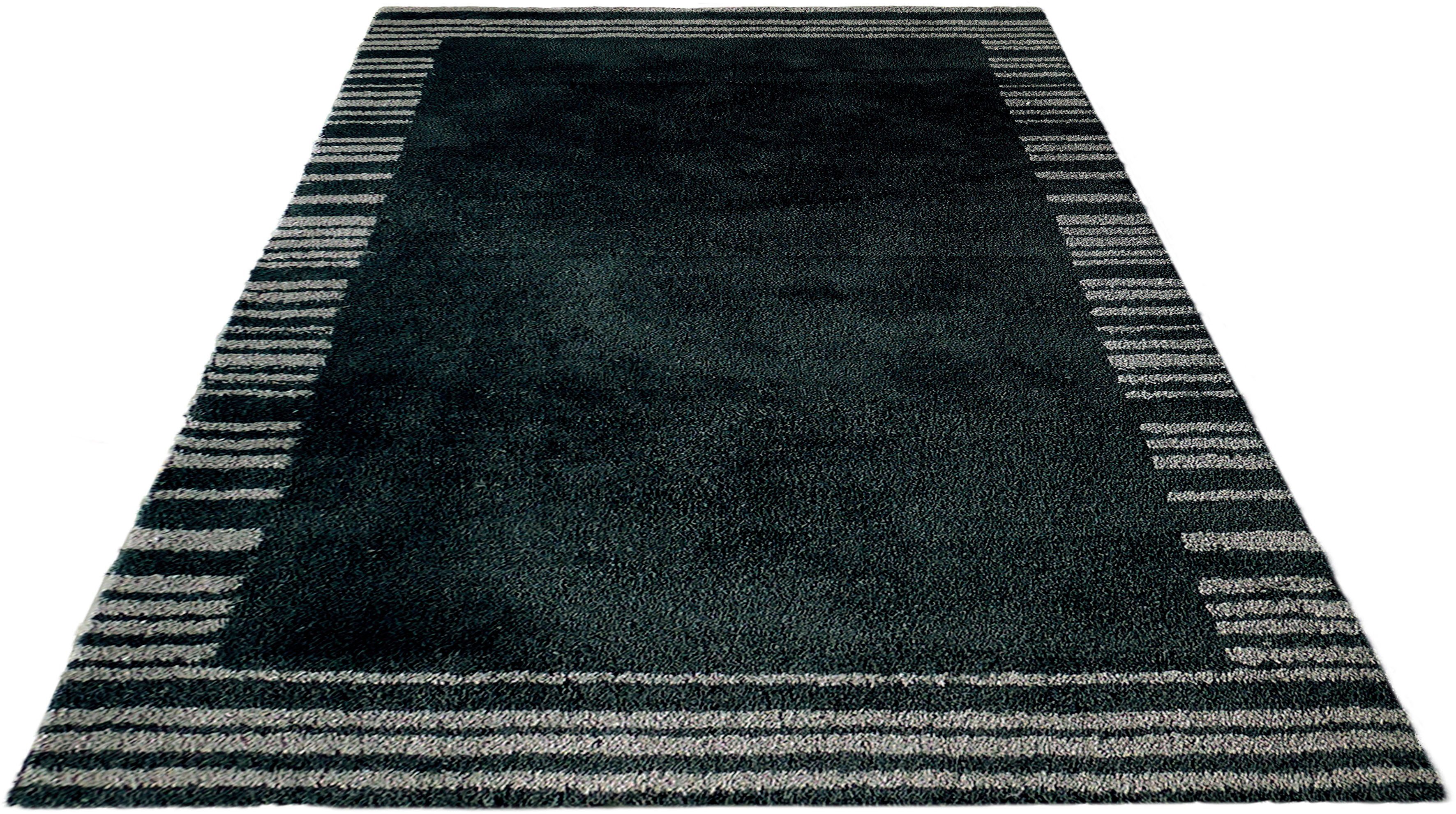 Teppich Cameo, Bruno Banani, rechteckig, Höhe: 20 mm, angenehme Haptik, mit Bordüre, Wohnzimmer, Schlafzimmer, Kinderzimmer anthrazit