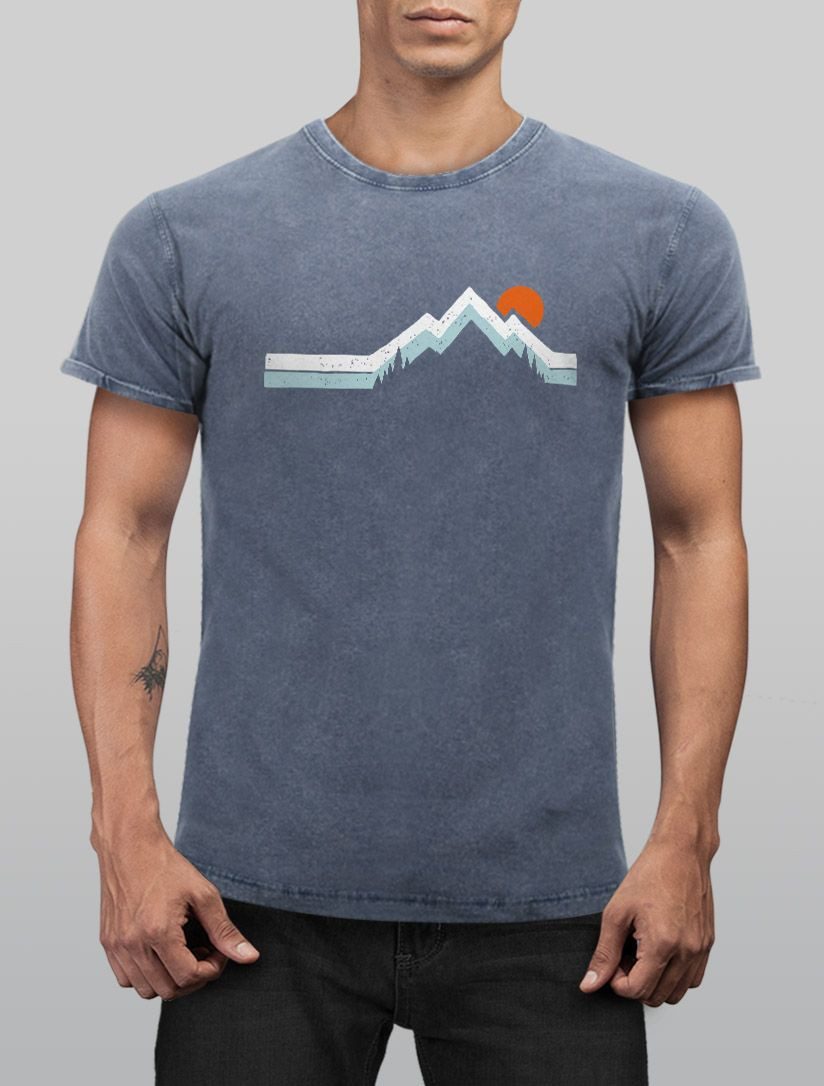 Neverless Print-Shirt Herren Vintage-Shirt Berg Wandern günstig online kaufen