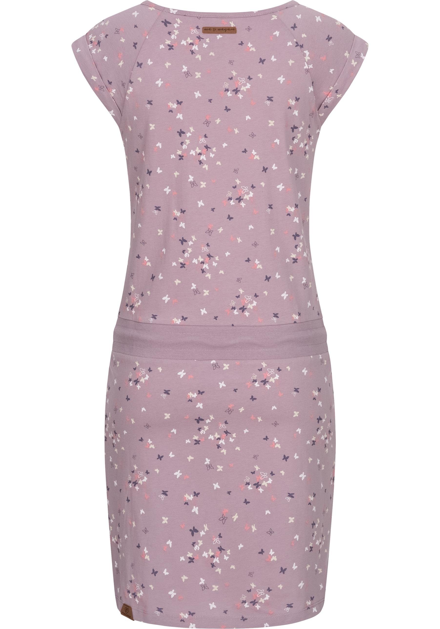 Ragwear Sommerkleid Penelope leichtes Print mit lavendel Kleid Baumwoll