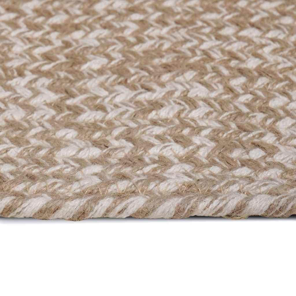vidaXL Teppich Teppich Geflecht Natur und Weiß 240 x 240 cm Jute