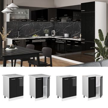Vicco Unterschrank Küchenschrank R-Line Solid Weiß Schwarz 60 cm mit Arbeitsplatte