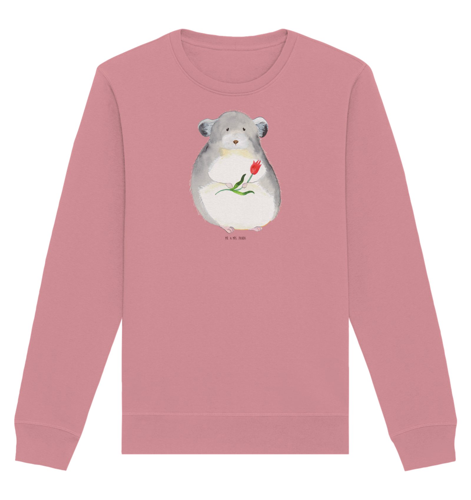 Longpullover Chinchilla Blume Größe XL - Canyon Pink - Geschenk, Unisex, Pullover