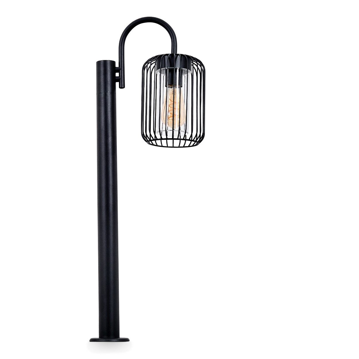 hofstein Pollerleuchte Außenwegeleuchte aus Metall/Kunststoff in Schwarz/Klar, ohne Leuchtmittel, Wegelampe im modernen Design, Höhe 80,5 cm, E27, IP44