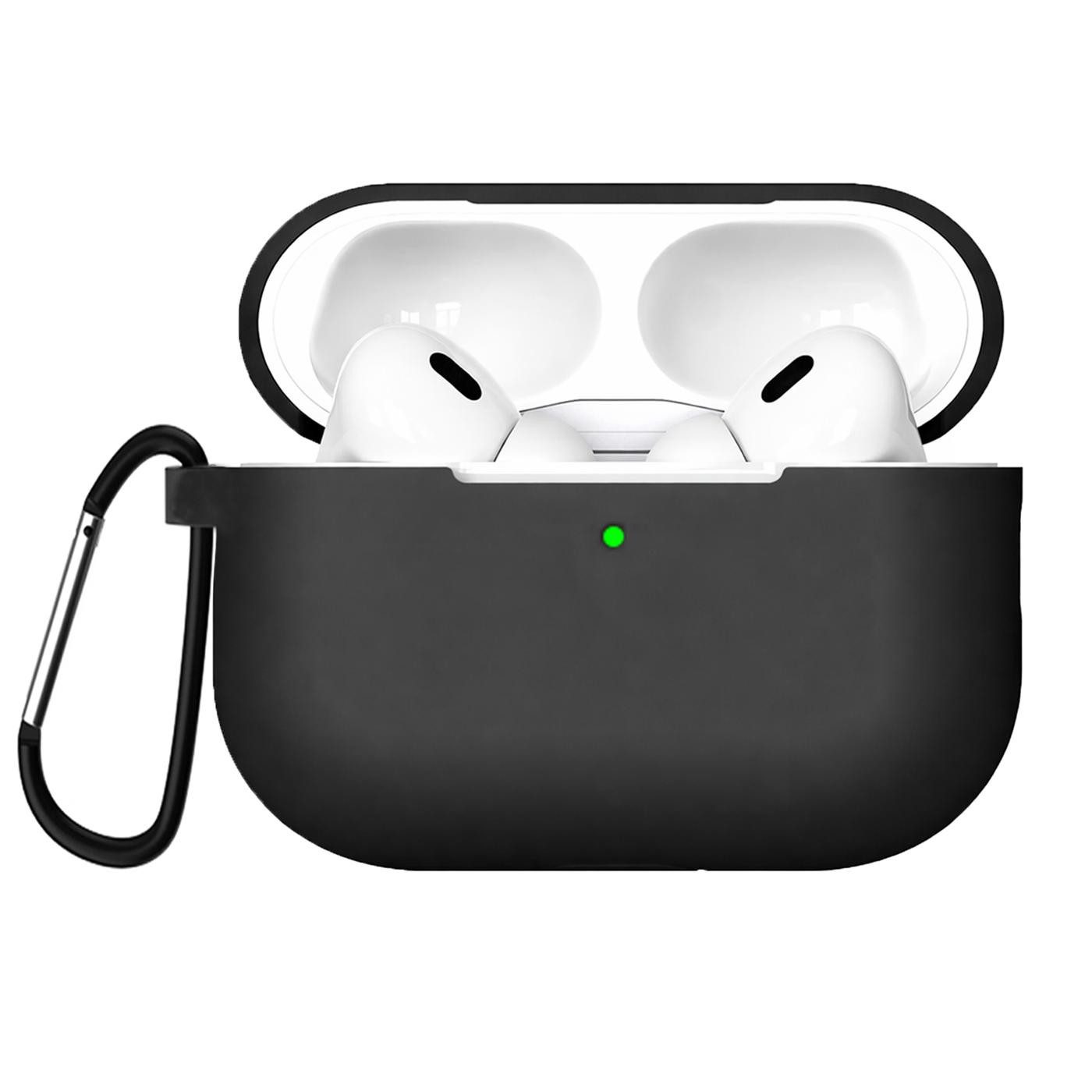 CoolGadget Kopfhörer-Schutzhülle Basic Silikon Hülle für AirPods Pro 2 Schutzhülle mit Karabiner, Soft Touch Case, stoßfest, rutschfest, 360° Schutz, kabellos ladbar