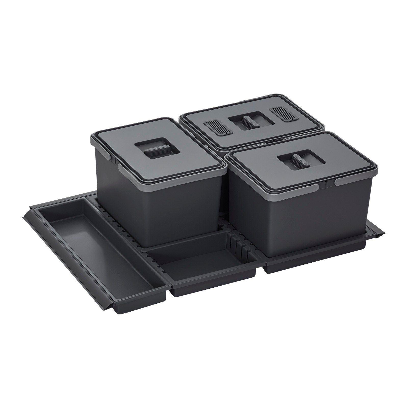SO-TECH® Mülltrennsystem Abfallsammler Metropolis PTC28 08050 7F 15+15+15L, mit Deckel Müllsystem für Auszug Korpusbreite 80 cm