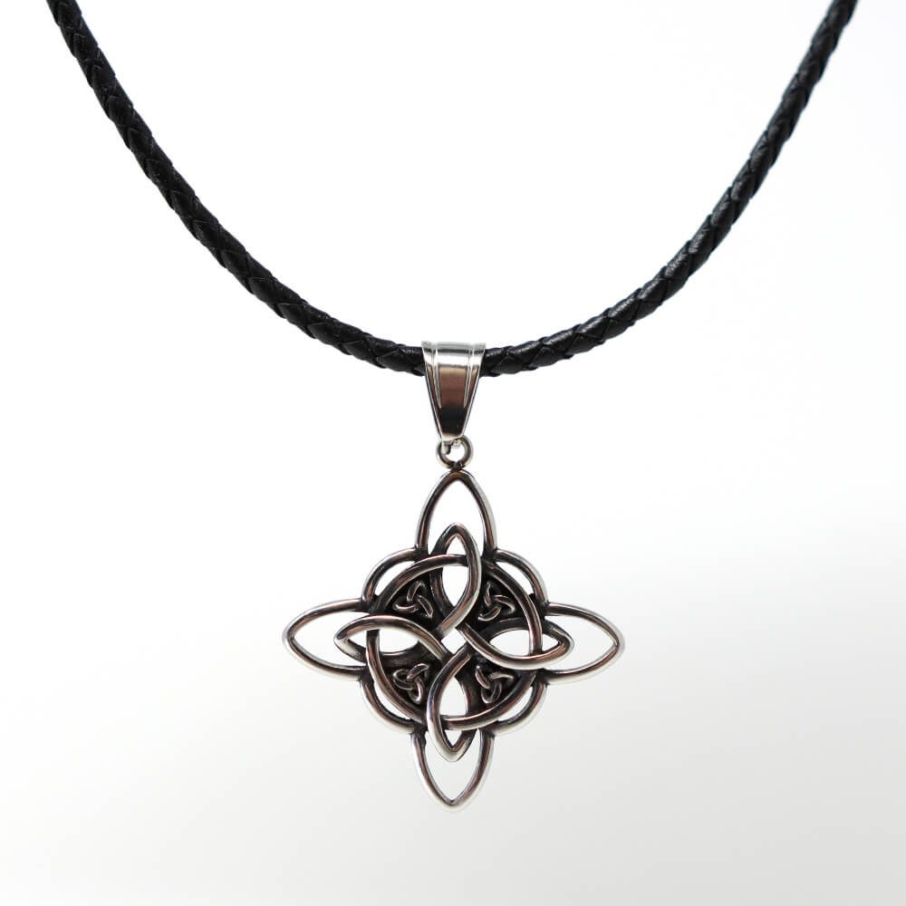 Kette mit Anhänger Lederkette Edelstahlkette 316L KELTISCHER KNOTEN