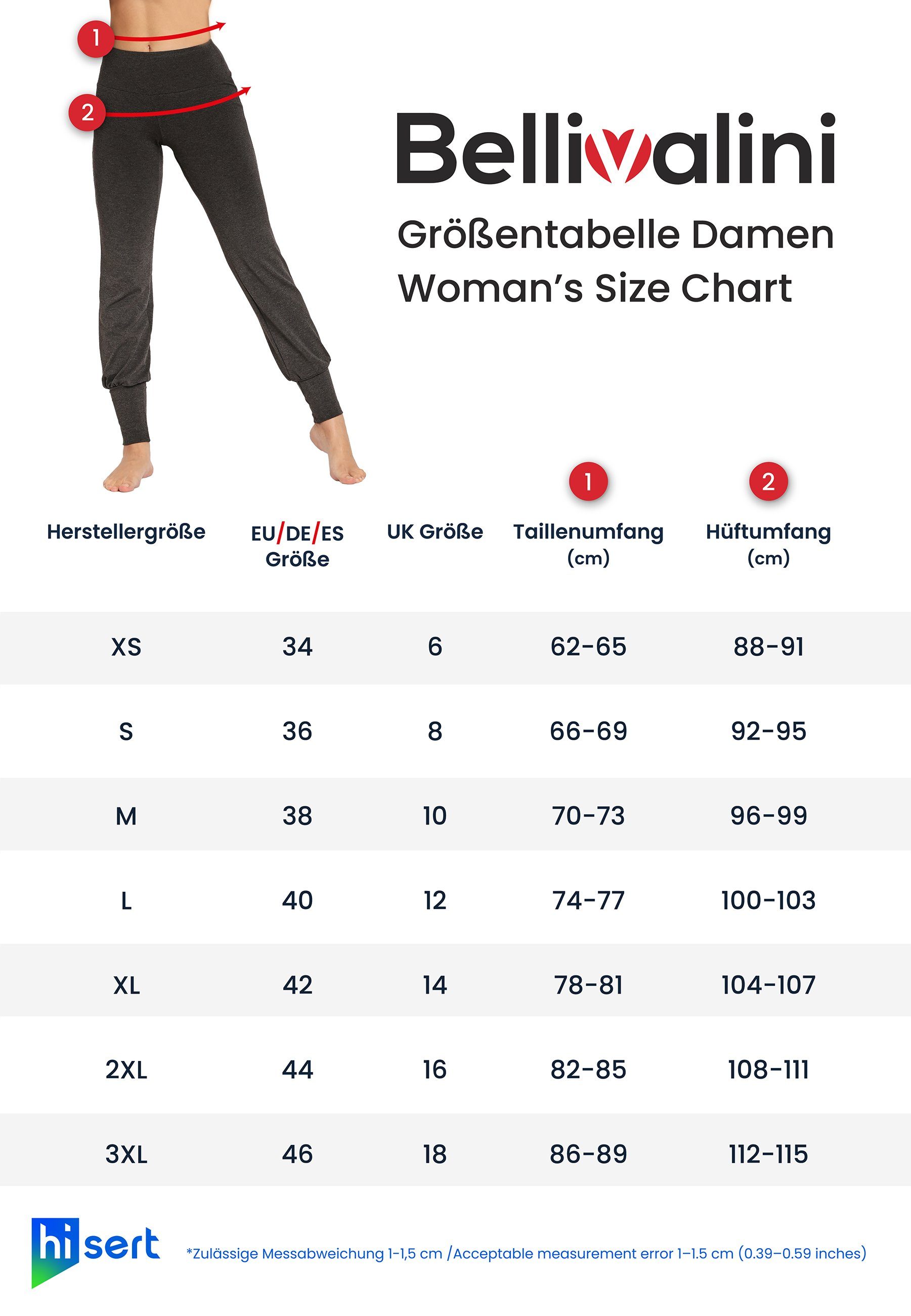 Bund 3/4 Medium Yoga Damen elastischer Leggings Leggings Melange (1-tlg) Bellivalini Yogahose BLV50-283