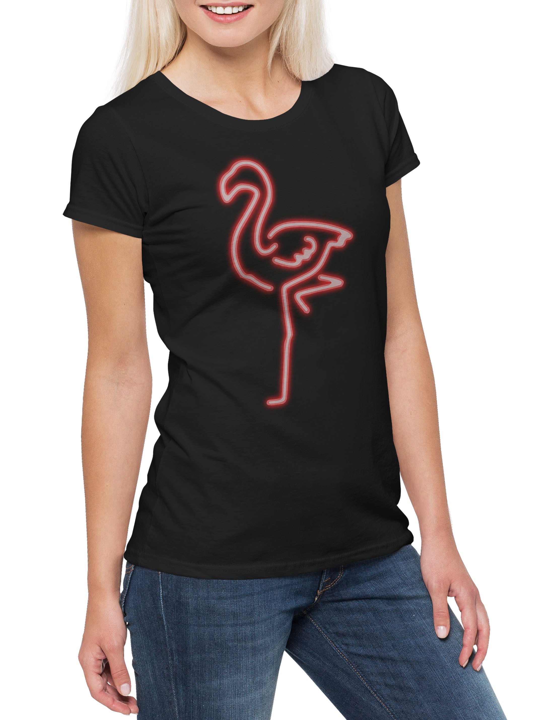 Urban Backwoods Print-Shirt Neon Flamingo Damen günstig online kaufen