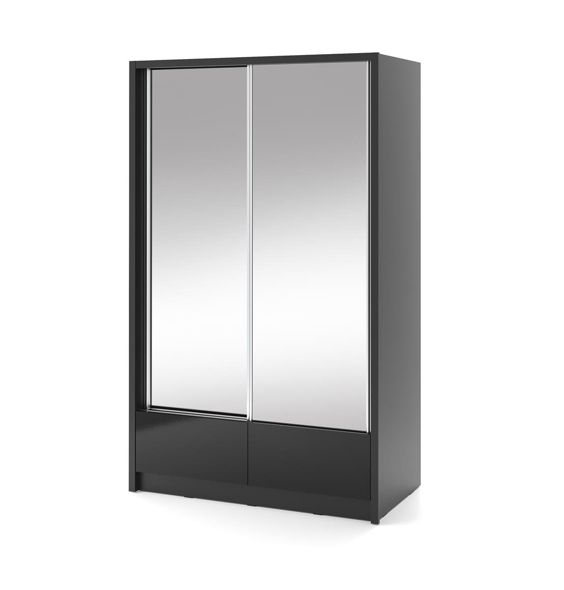 Beautysofa Spiegelschrank Lara II (weißes oder schwarzes Kleiderschrank, Garderobe) mit 2x Spiegelnd, Schiebtüren Schrank für Wohnzimmer