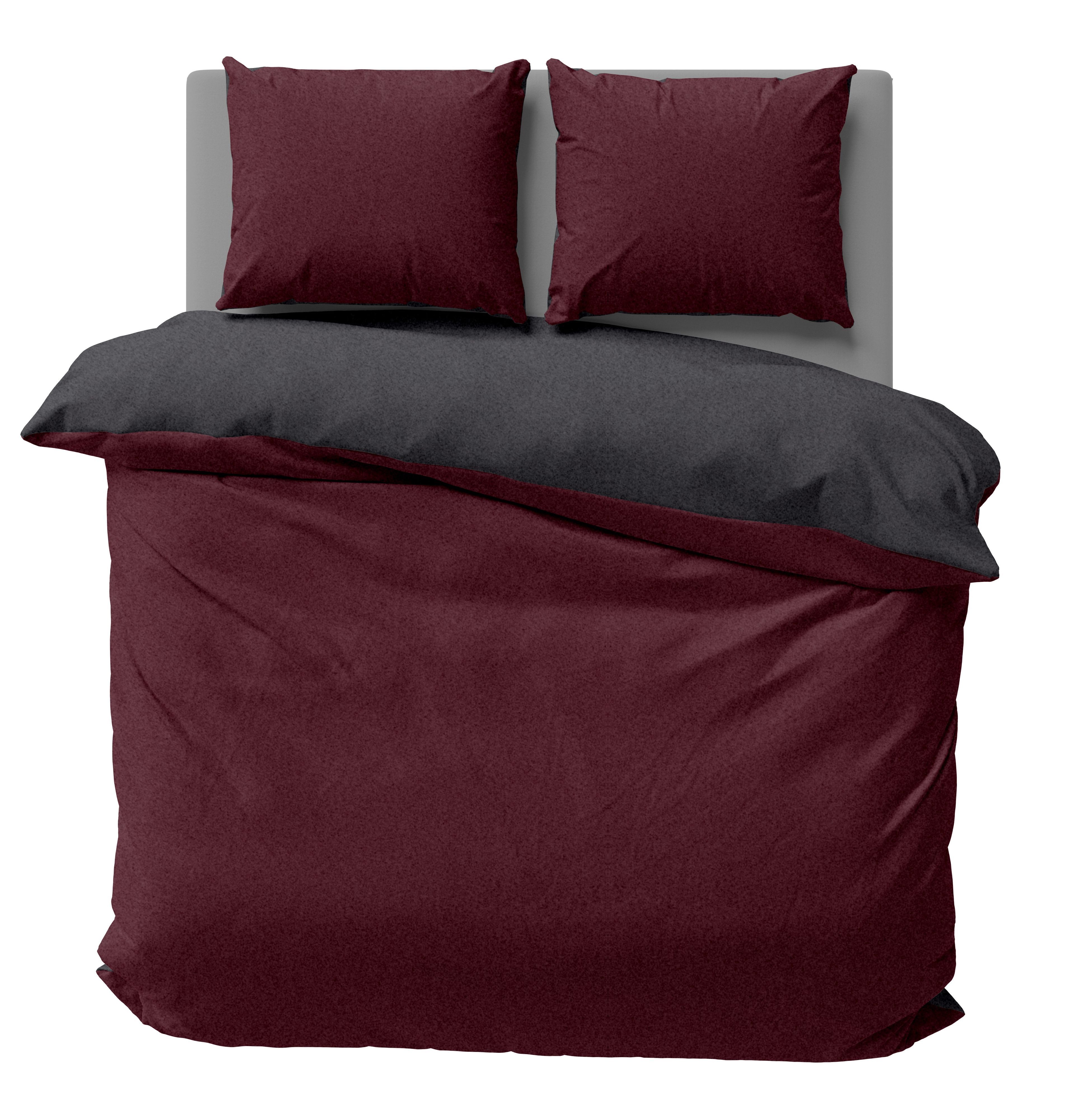 One Home Bettwäsche Doubleface Unifarben, Fleece, 3 teilig, Wende modern, kuschelig flauschig warm weich Winter Doppelbett