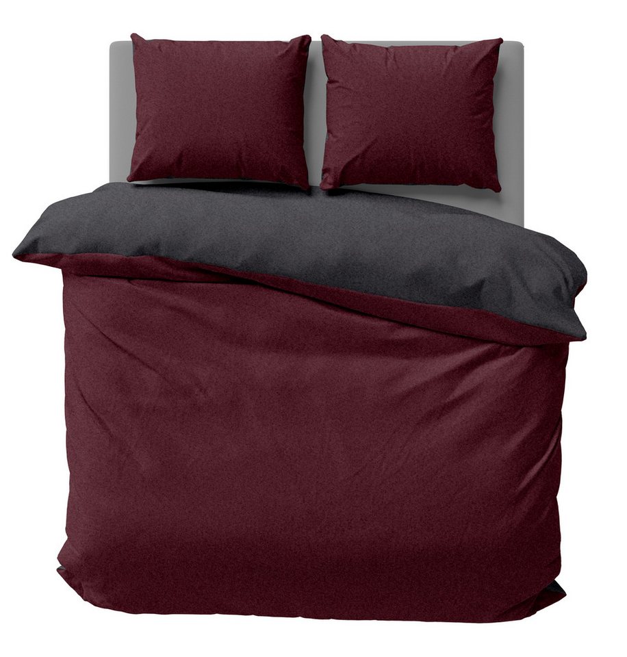 One Home Bettwäsche Doubleface Unifarben, Fleece, 3 teilig, Wende modern, kuschelig flauschig warm weich Winter Doppelbett