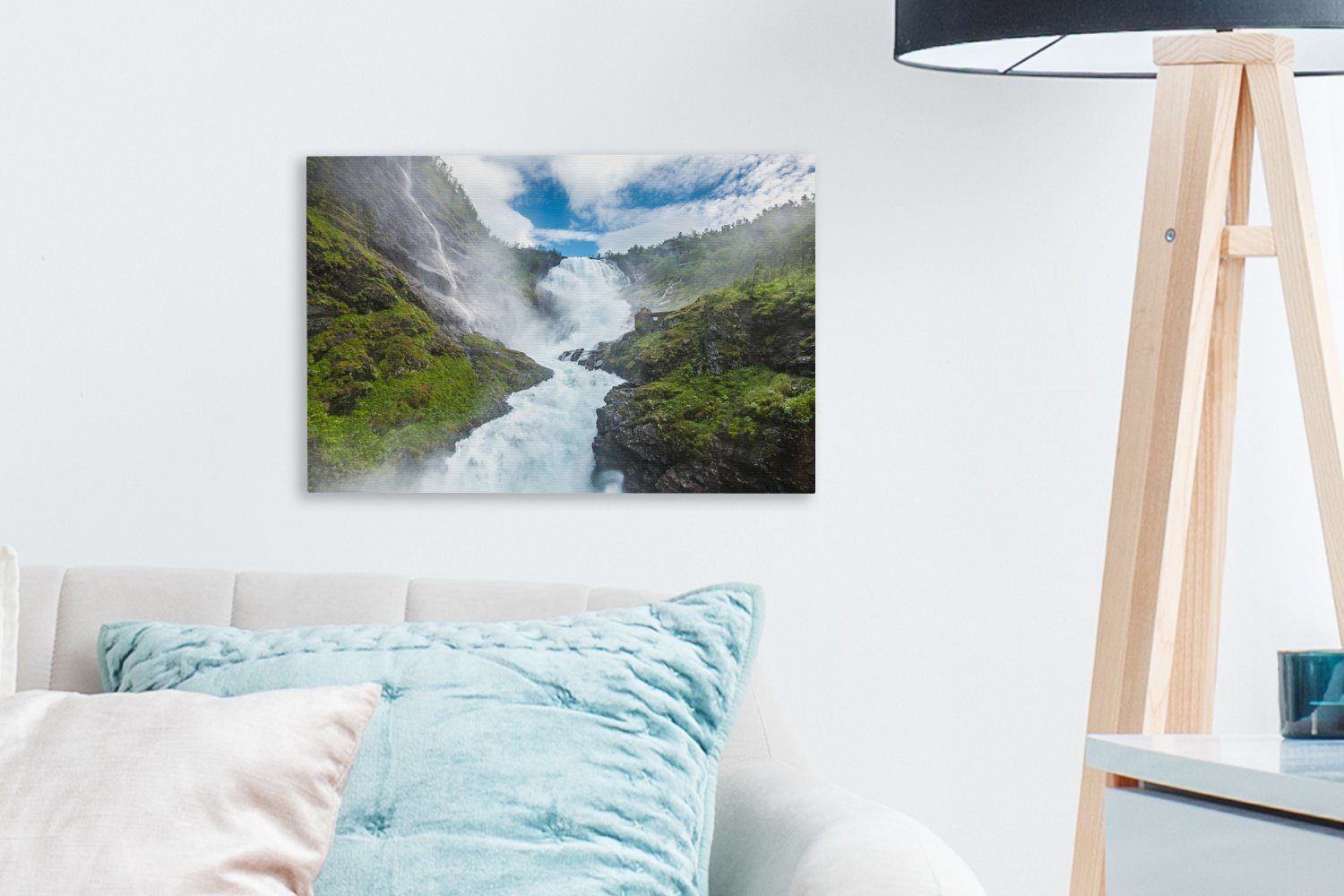 Wanddeko, St), Foto, Aufhängefertig, 30x20 Leinwandbild OneMillionCanvasses® Wasserfall Kjosfossen (1 Leinwandbilder, Wandbild cm