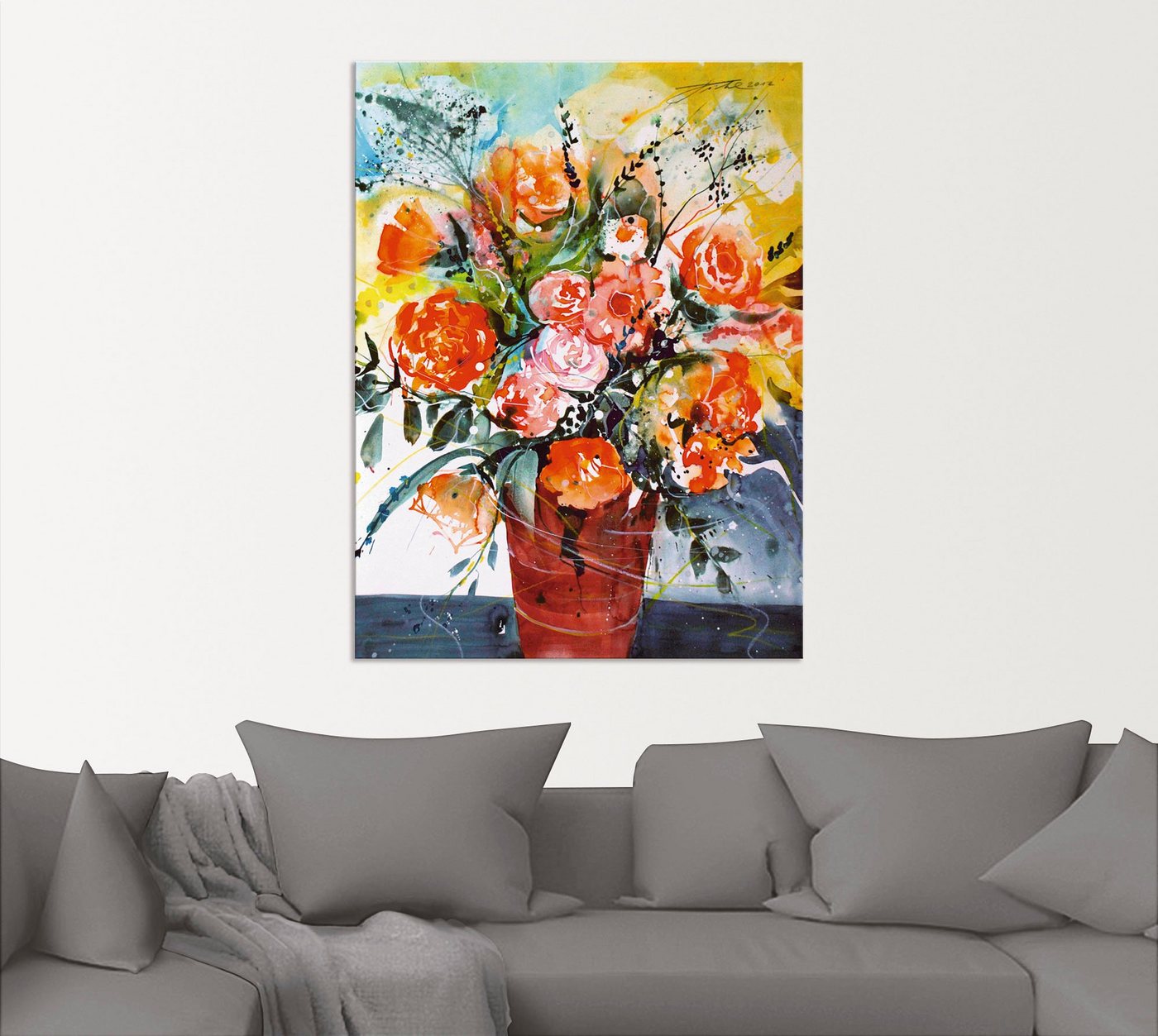 Artland Wandbild »Rosen in brauner Vase«, Blumen (1 Stück), in vielen Größen & Produktarten - Alubild / Outdoorbild für den Außenbereich, Leinwandbild, Poster, Wandaufkleber / Wandtattoo auch für Badezimmer geeignet-kaufen