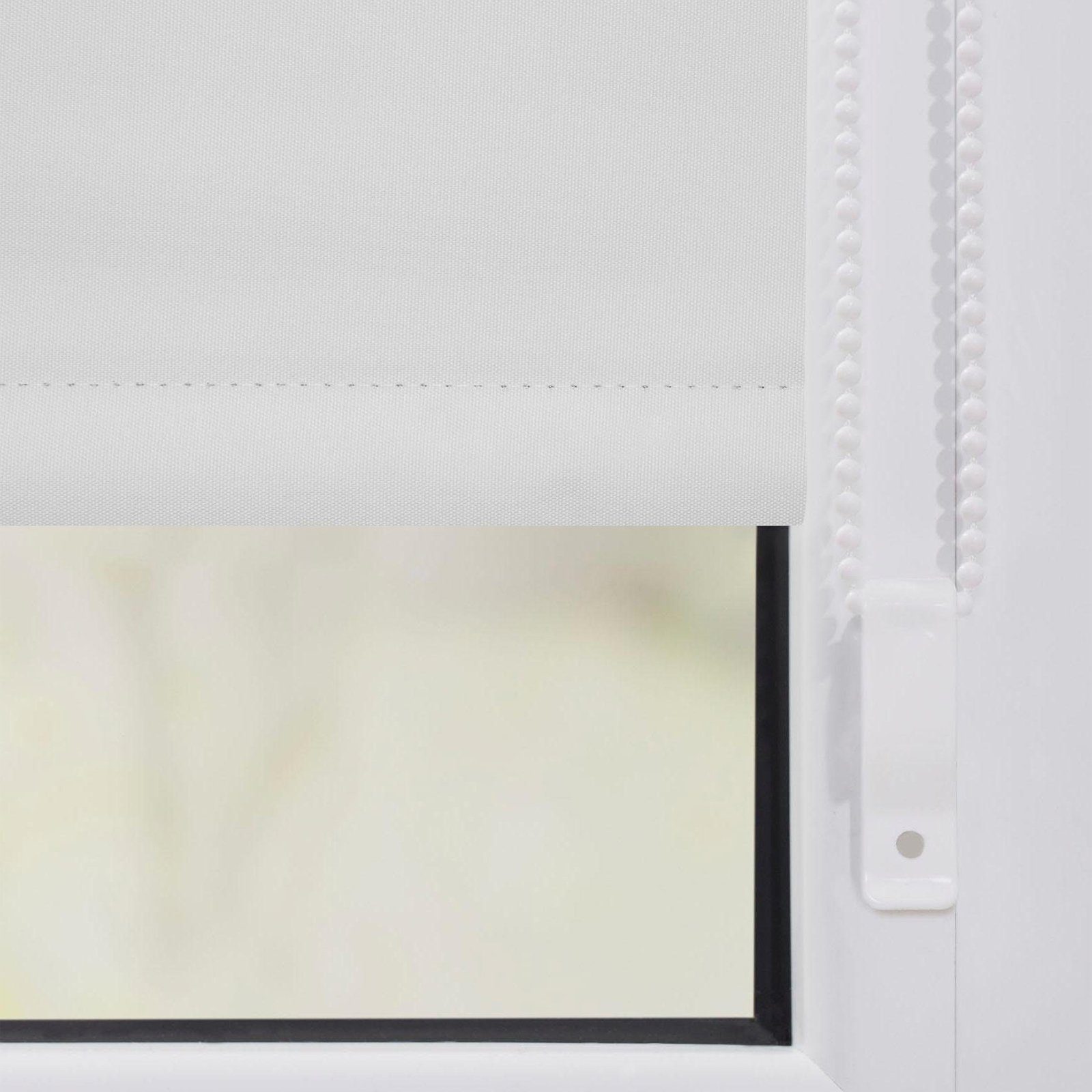 Klemmfix, Thermobeschichtung Seitenzugrollo freihängend, mit Weiß Klemmfix-Verdunkelungsrollo,Hitzeschutz, ohne Lichtschutz, i@home, Bohren,