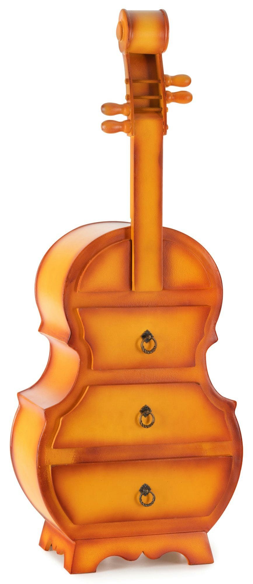 Stagecaptain Kommode SK-1013 Stradivino Schrankkommode (Rustikale Nachtkommode), Schubladenkommode mit 3 Schubkästen im Cello Design Sunburst | Schubladenkommoden