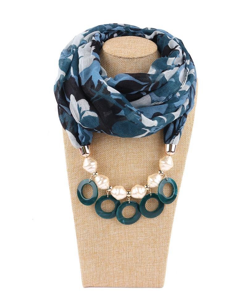 Loop Schal Modeschal Halskette Mode Schal Schal,Bedruckter Rouemi Schal,Schmuck Damen Blau