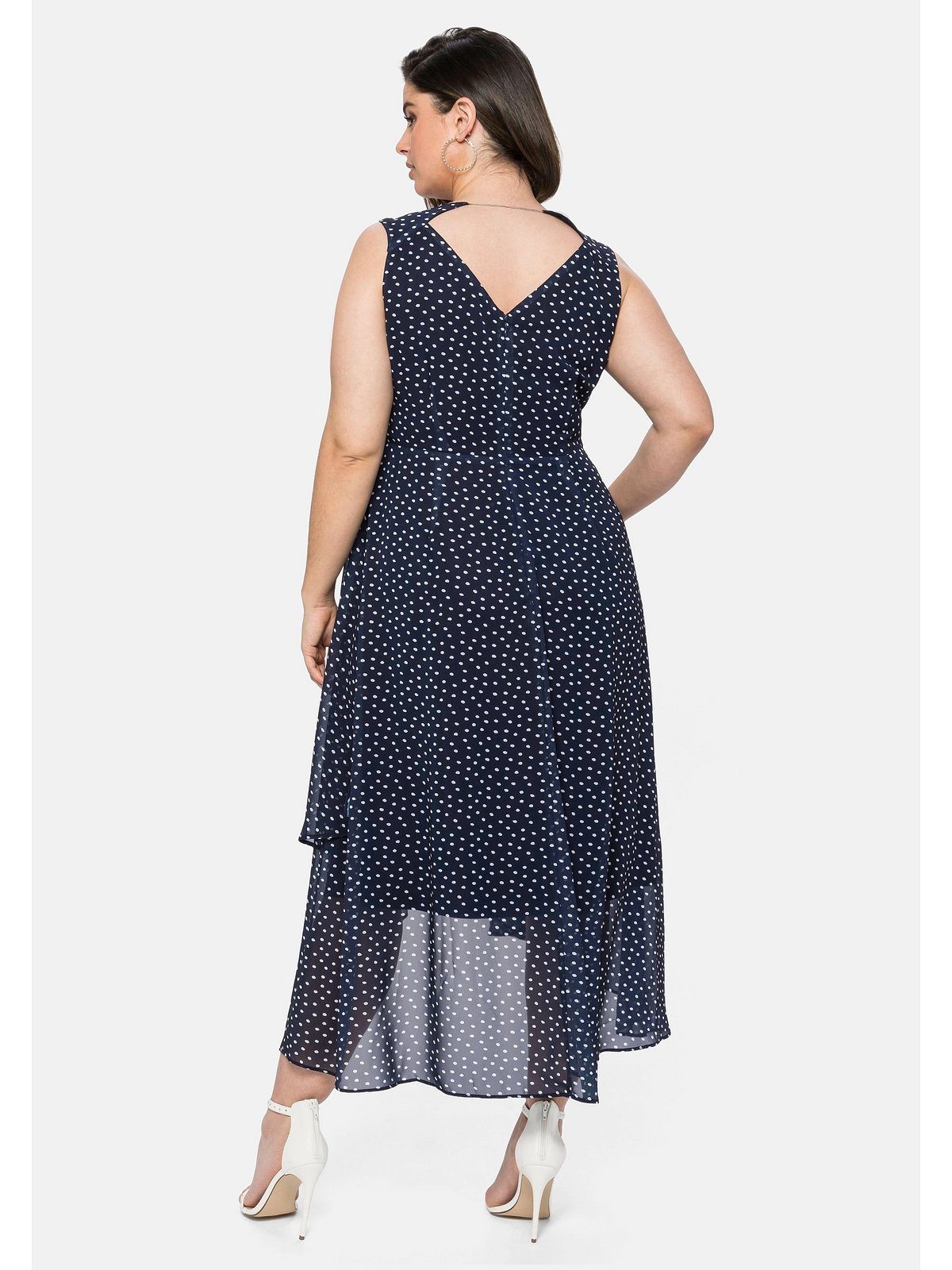 Studio Untold Damen Midikleid Übergrößen - Chiffon Mit Rauten Wickeloptik