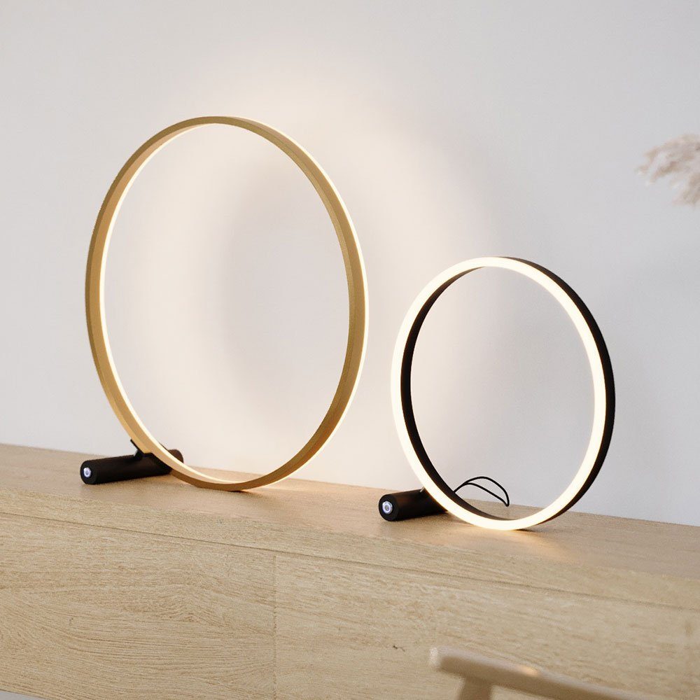 Tischleuchte Schwarz, Gold, Direkt Indirekt Warmweiß oder Schwarz/Gold LED Ringlampe s.luce