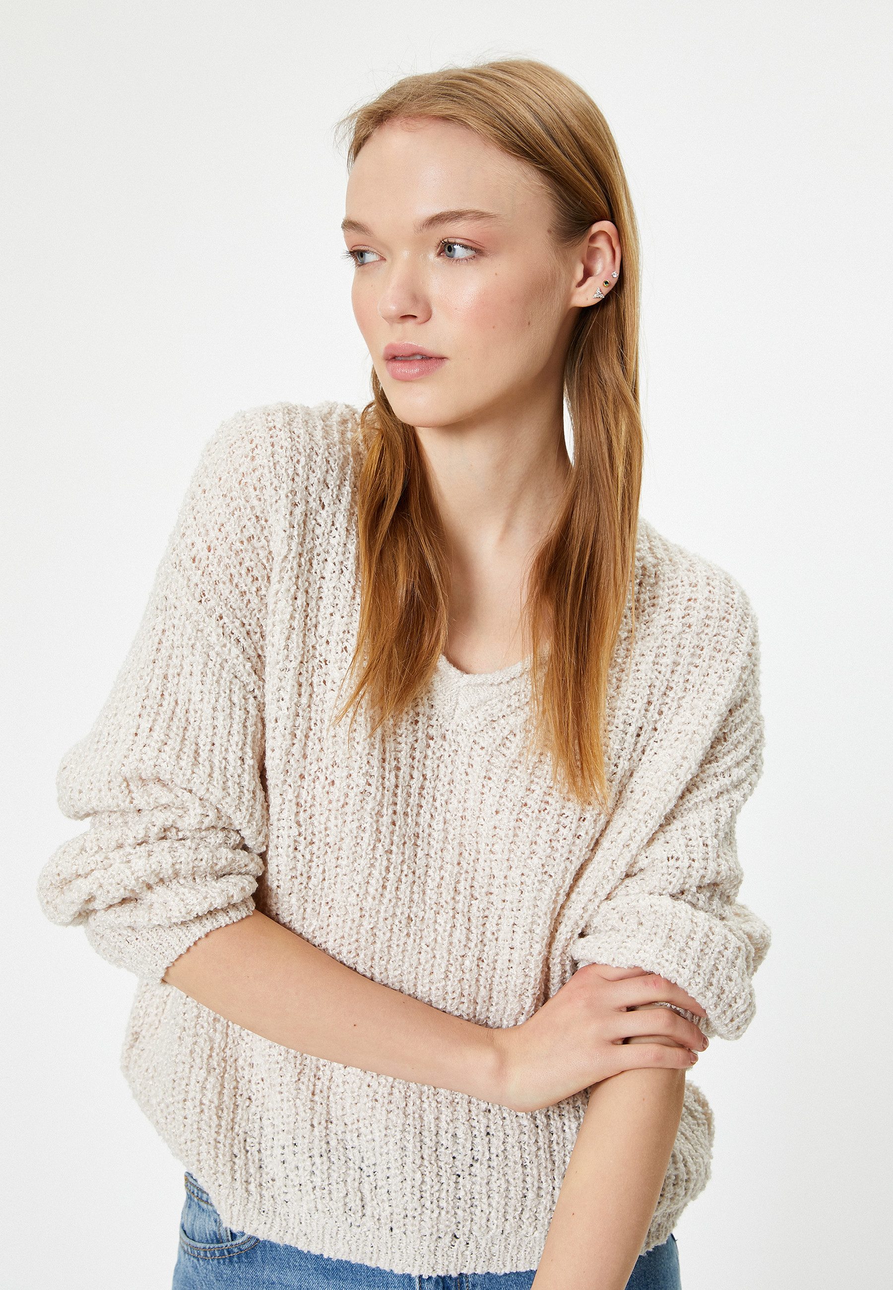 V-Ausschnitt-Pullover V-Kragen Regular
