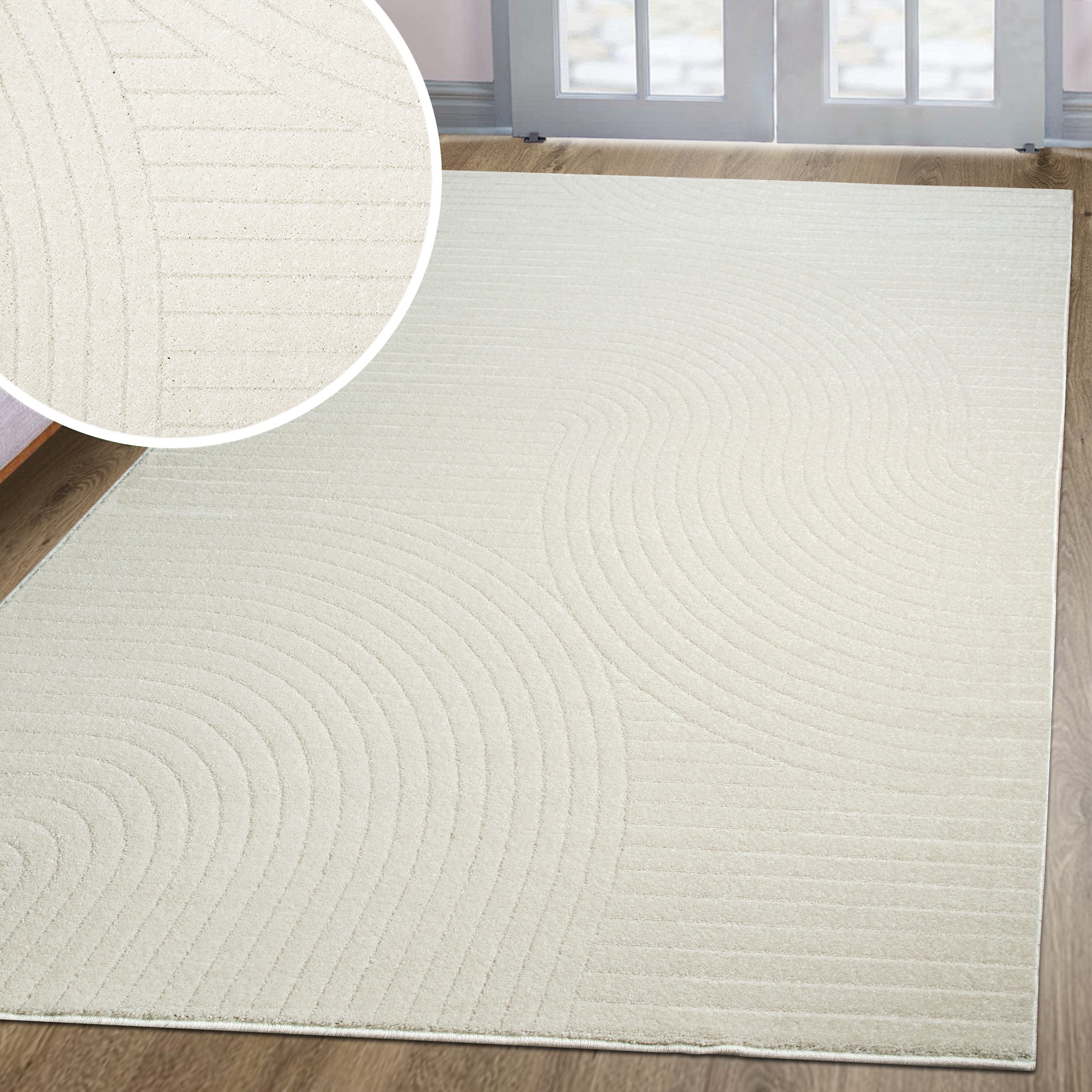 OTTO home Teppich Revea, Zen Garden-Design in Hoch-Tief-Struktur, rechteckig, Höhe: 9 mm, 3D-Effekt, softer Kurzflor, pflegeleicht, Scandi-Look
