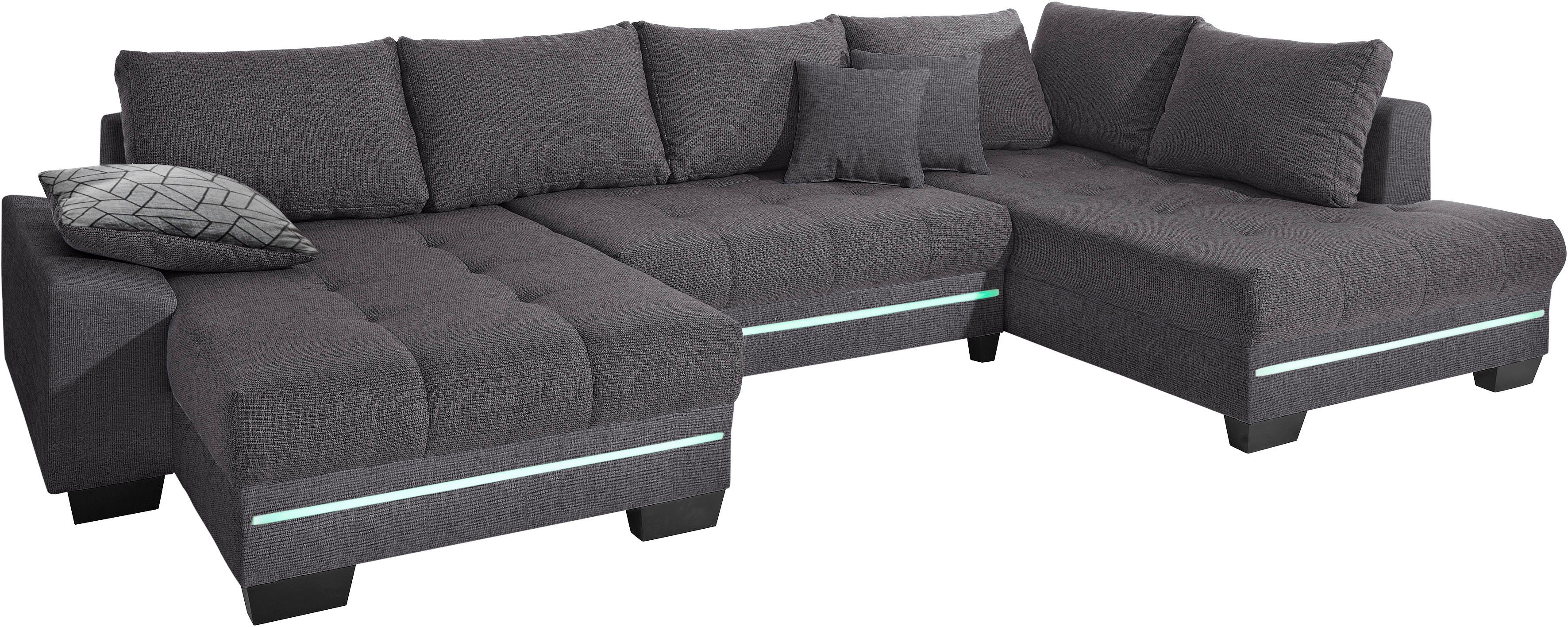 Mr. Couch Wohnlandschaft Nikita, Wahlweise mit Kaltschaum (140kg Belastung/Sitz), mit RGB-Beleuchtung