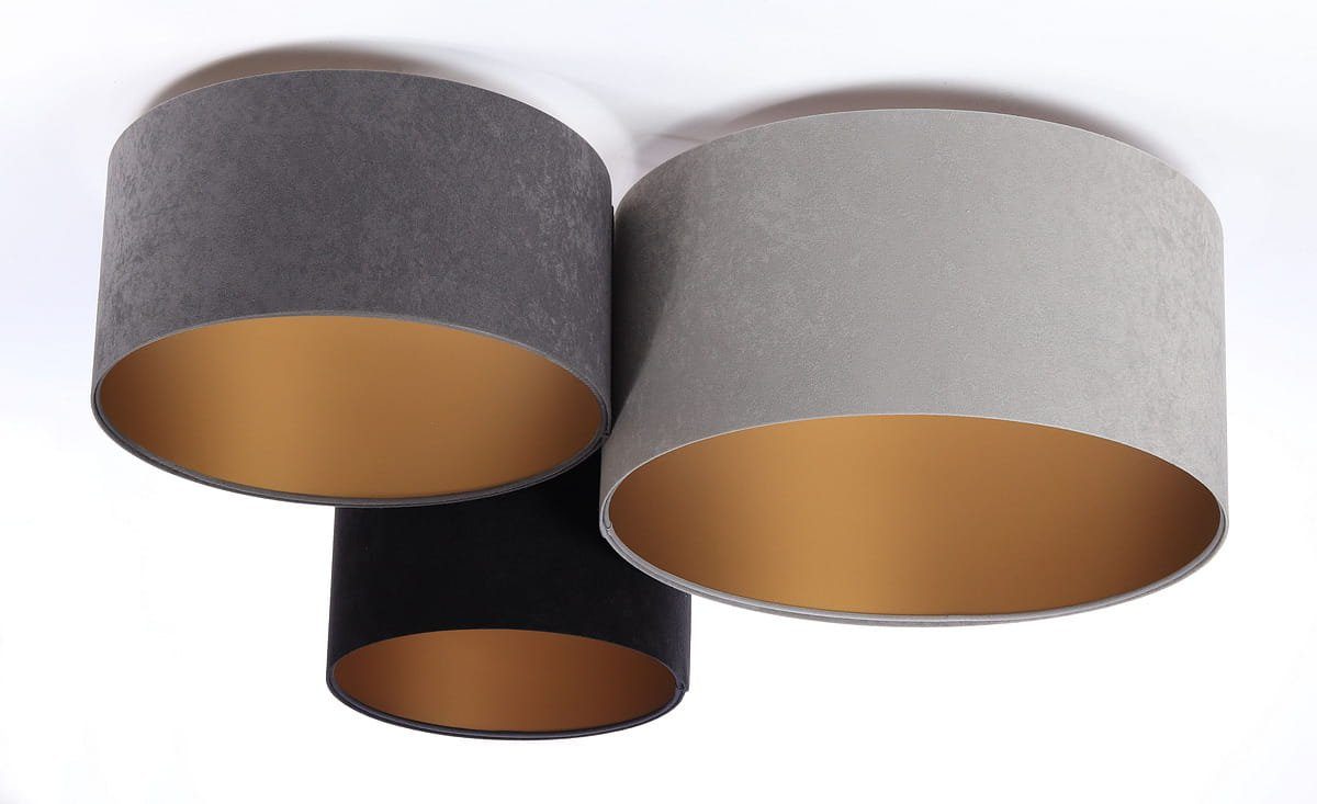 Ø abhängig Deckenleuchte Fassung 3x gold black inklusive, dark Kiom PlaMian grey, Leuchtmittel 91cm, & grey, nicht E27, Leuchtmittel