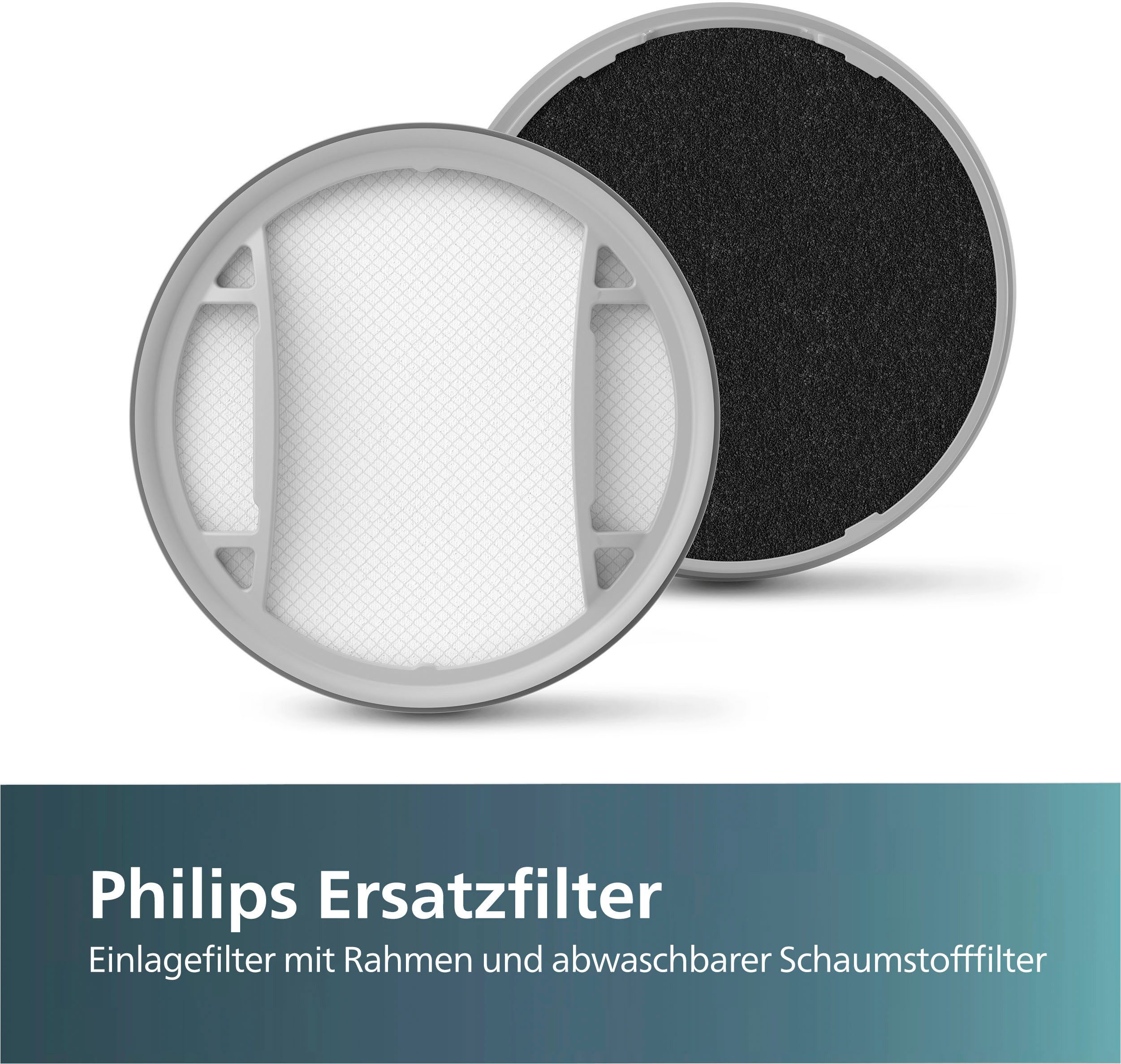 Philips Ersatzfilter XV1631/01 Philips Cordless VC 2000 & 3000 Series, Zubehör für die kabellosen Philips Staubsaugern der 2000er und 3000er Serie: XC2011, XC2012, XC3031, XC3032, XC3033, XC3131, XC3132, XC3133, enthält einen Einlagefilter und einen abwachbaren Schaumstofffilter
