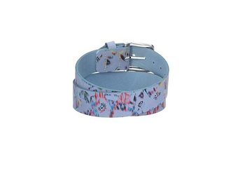 kiddybelts Ledergürtel Kids 30mm in Hellblau mit floralem Muster und Schließe Silber (KB19-420) sehr weiches Vollrindleder