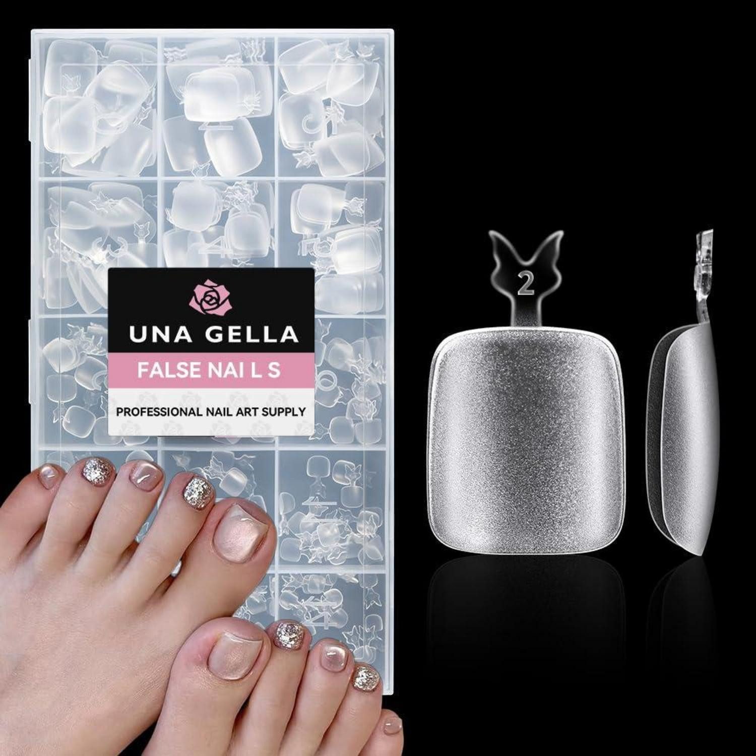 LuxusKollektion Kunstfingernägel Fußnägel Press On Square Acryl Kurze Fussnägel zum Kleben-15 Größen