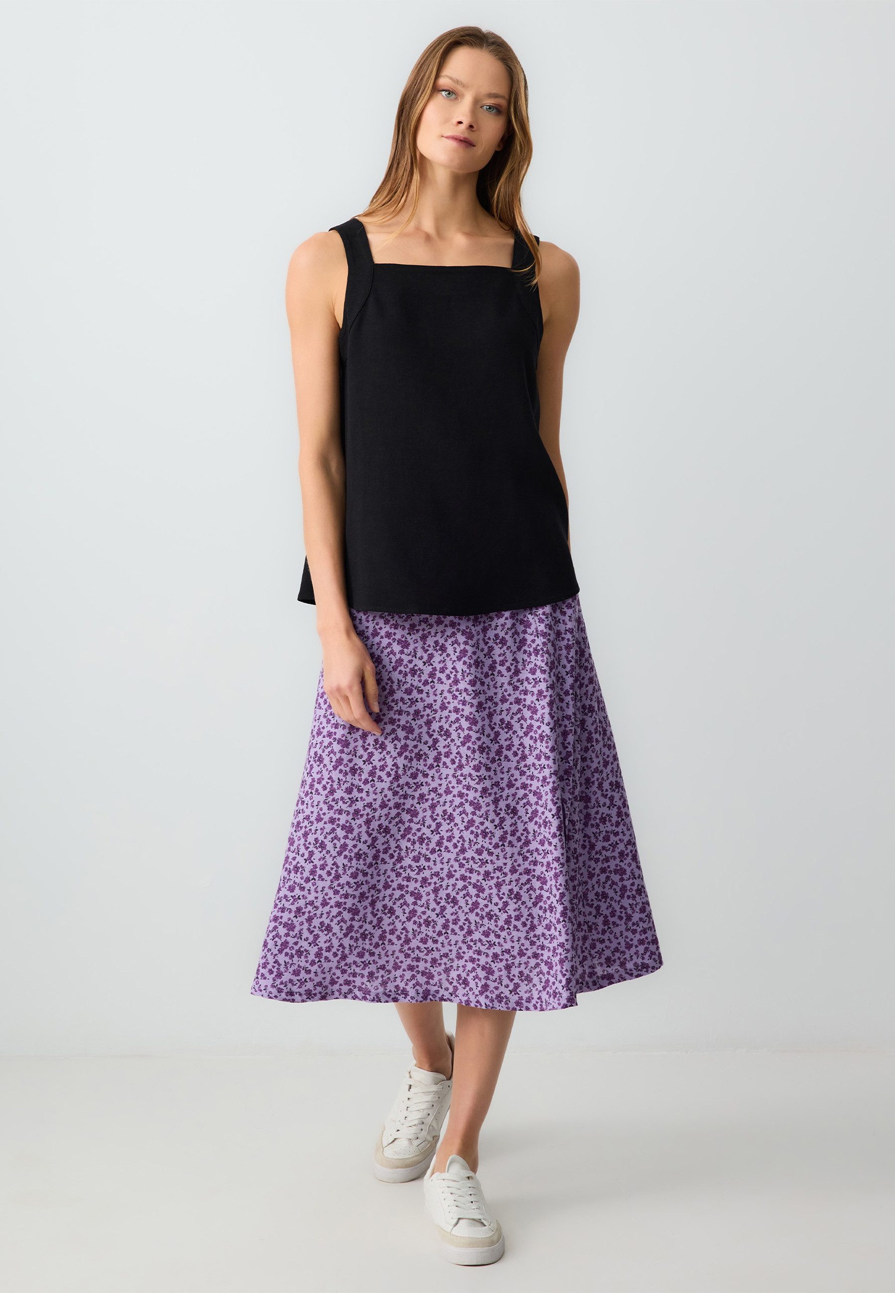 Minirock Losse geweven lila rok
