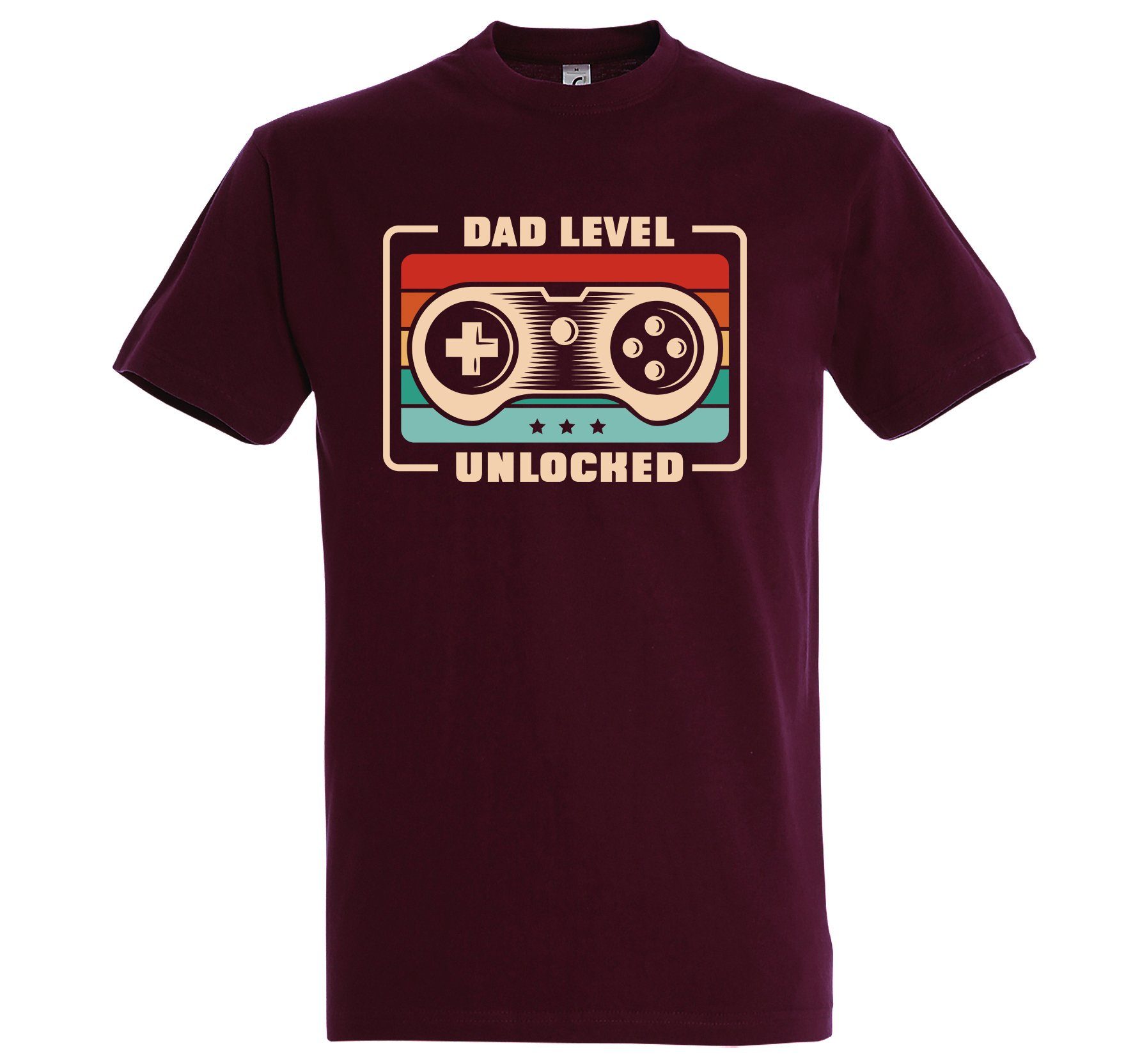 Youth Designz T-Shirt Dad Level Herren Unlocked Shirt trendigem Print mit Gaming Burgund