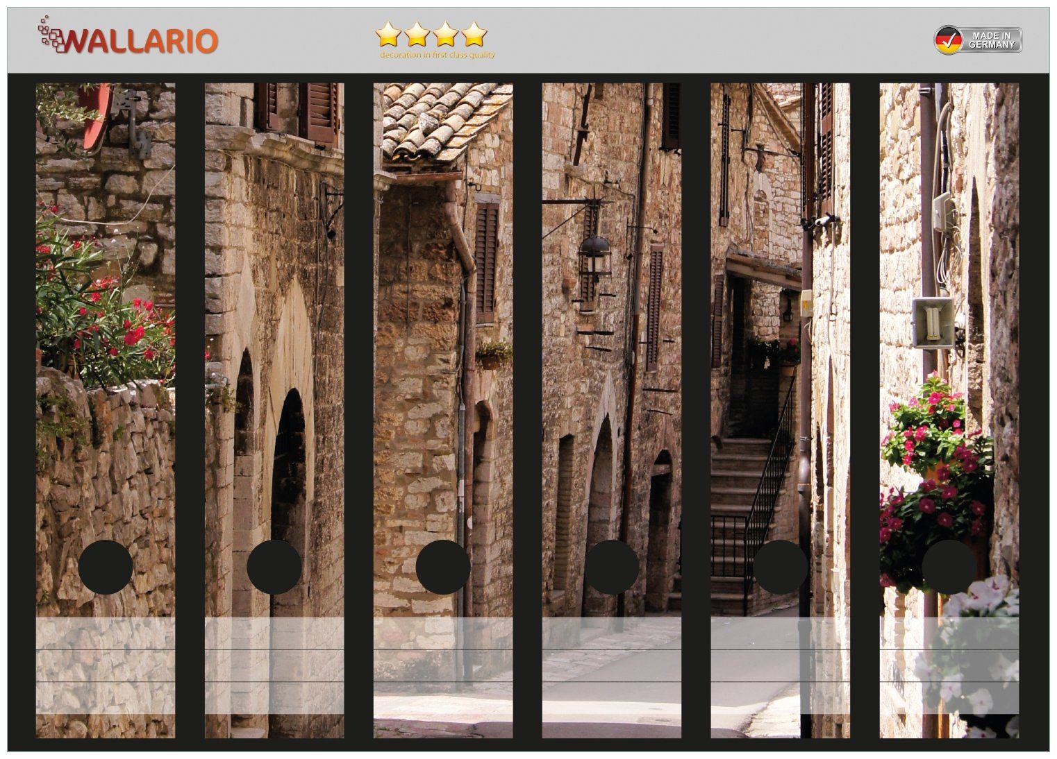 Thumbnail - Wallario Etiketten Italienische Gasse, Ordnerrücken-Sticker in verschiedenen Ausführungen