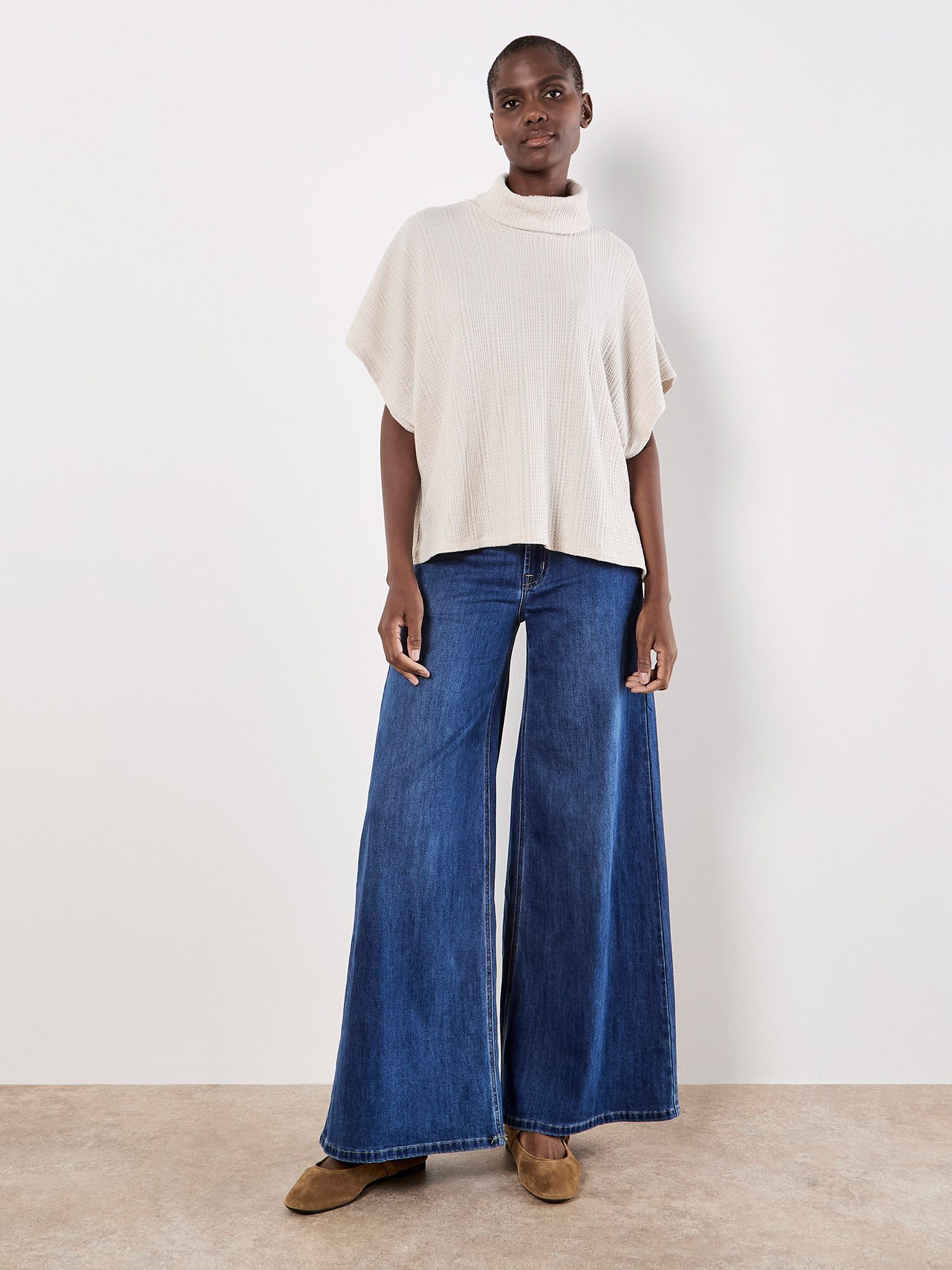 Apricot Fledermauspullover Fledermaustop mit Waffeloptik günstig online kaufen